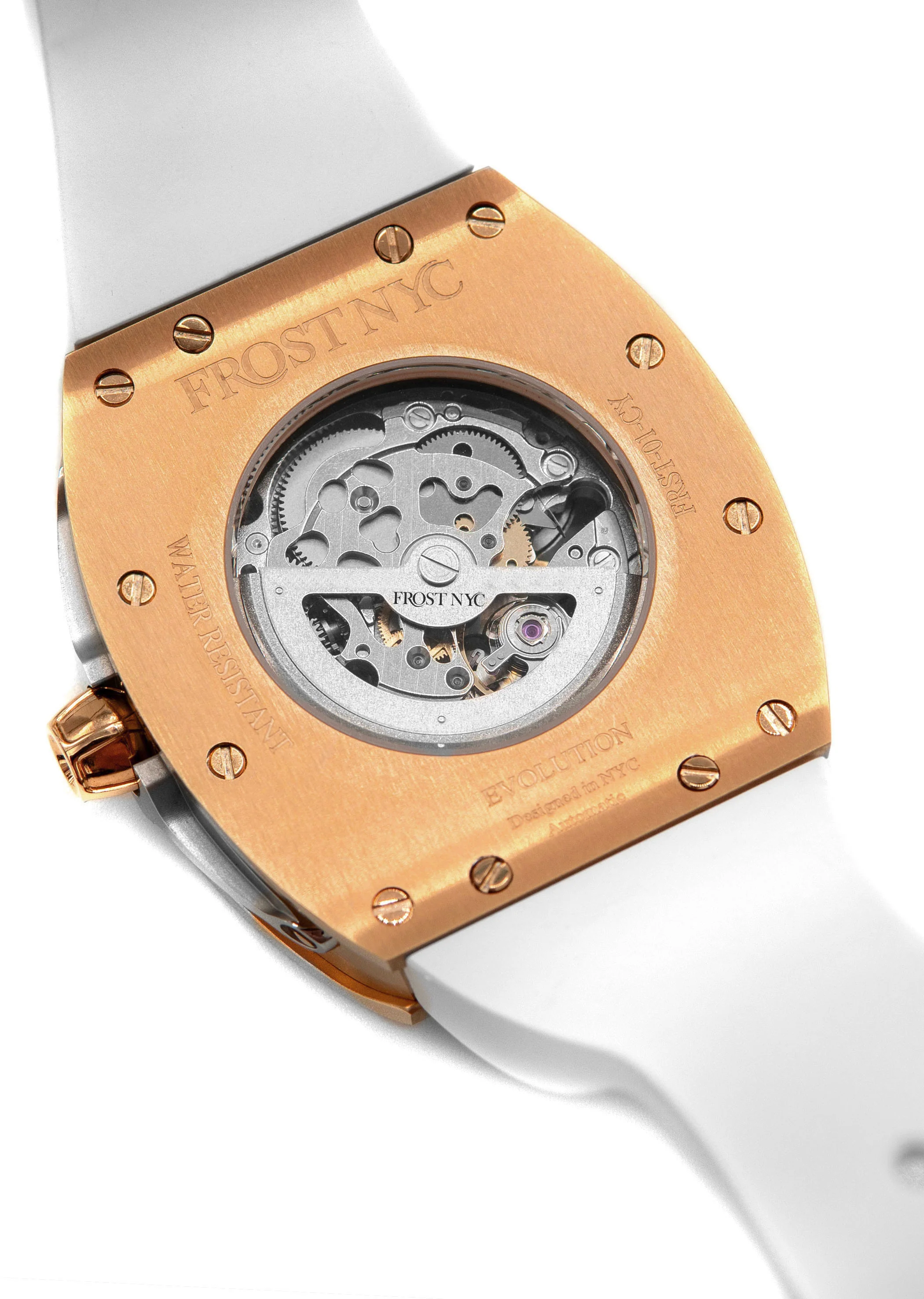 Frost NYC Mens Watch - Automatic Skeleton Rose Sport Watch | FRST-01-RC | White - Image 8