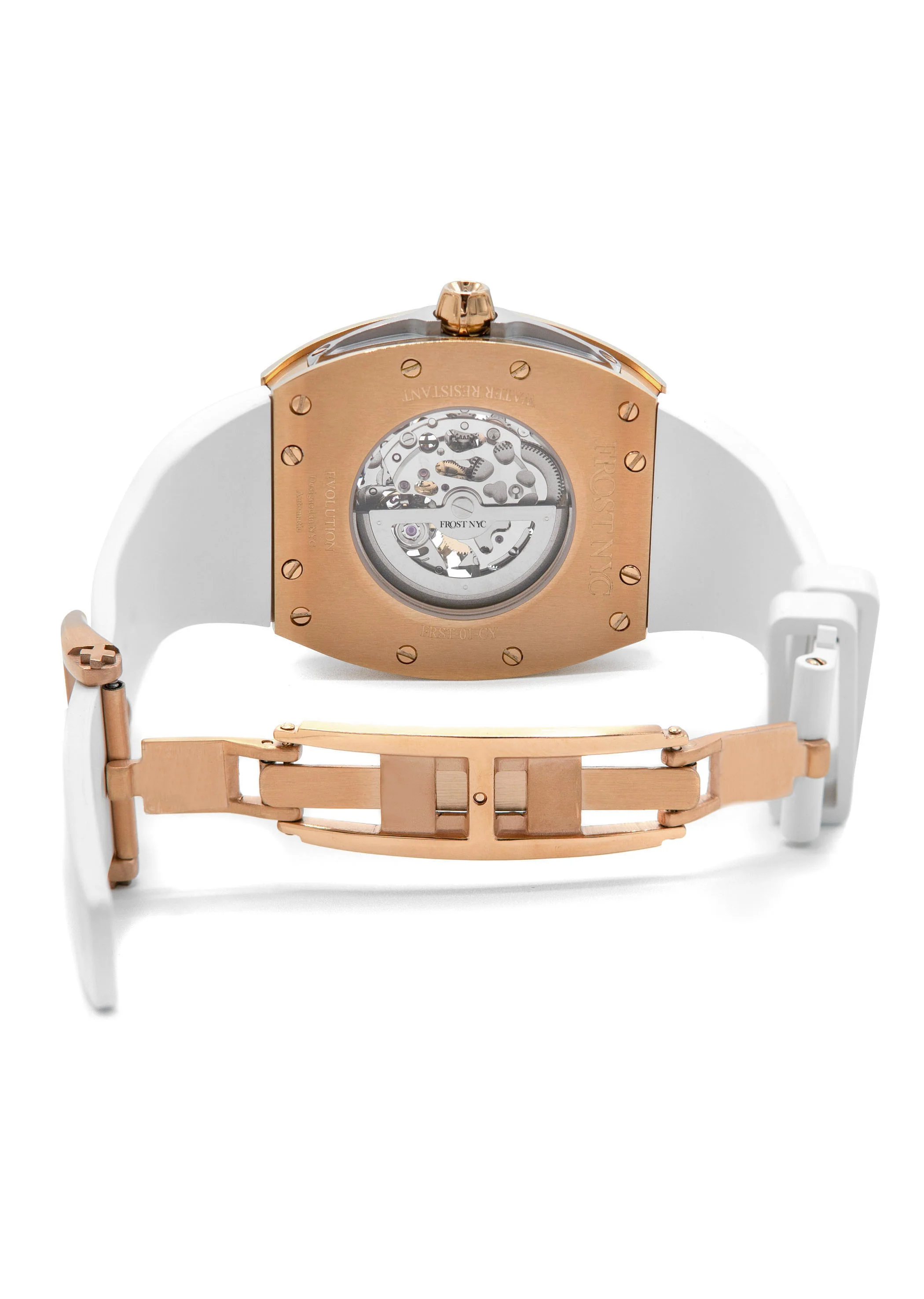 Frost NYC Mens Watch - Automatic Skeleton Rose Sport Watch | FRST-01-RC | White - Image 9