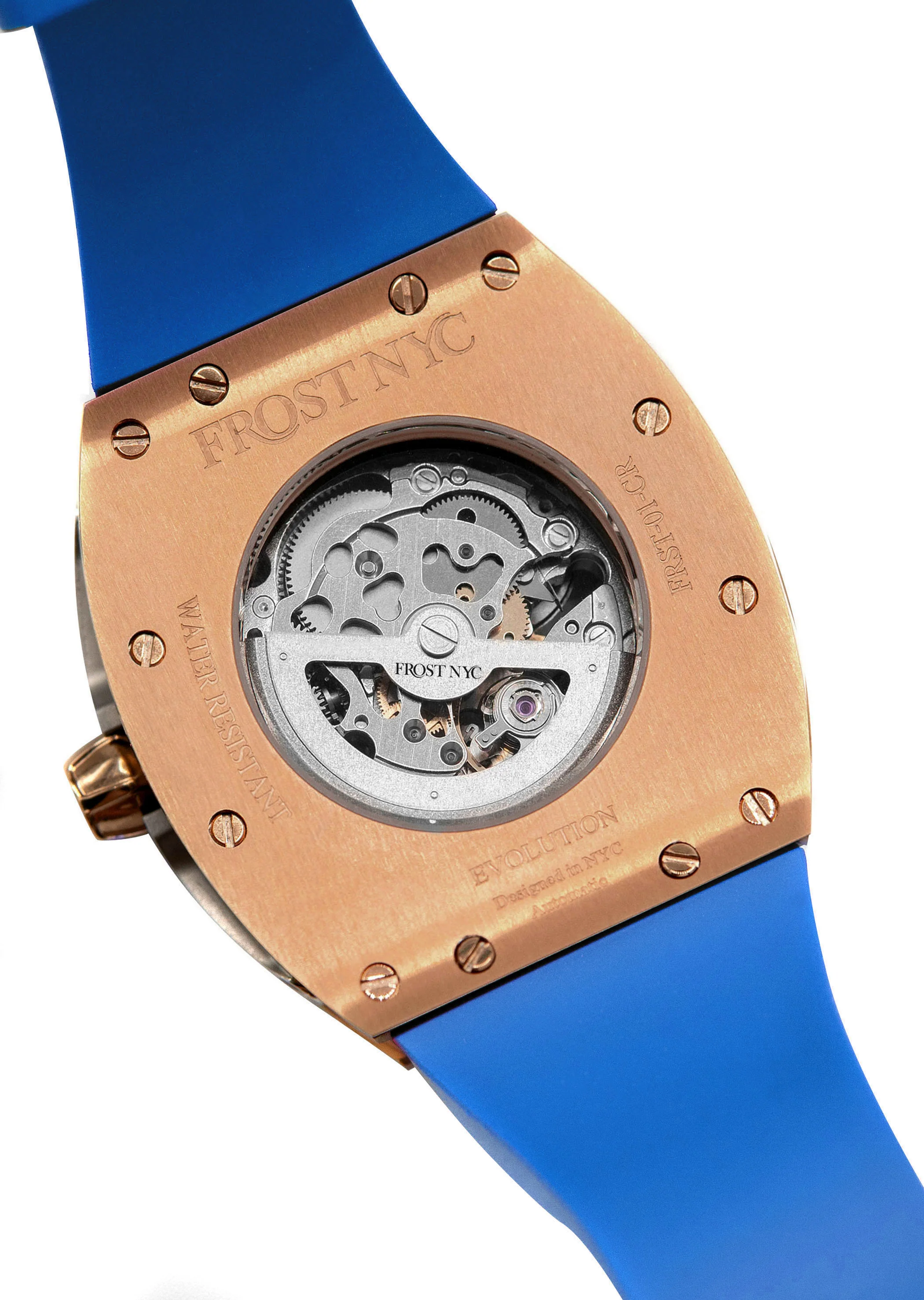 Frost NYC Mens Watch - Automatic Skeleton Rose Sport Watch | FRST-01-RC | Blue - Image 8