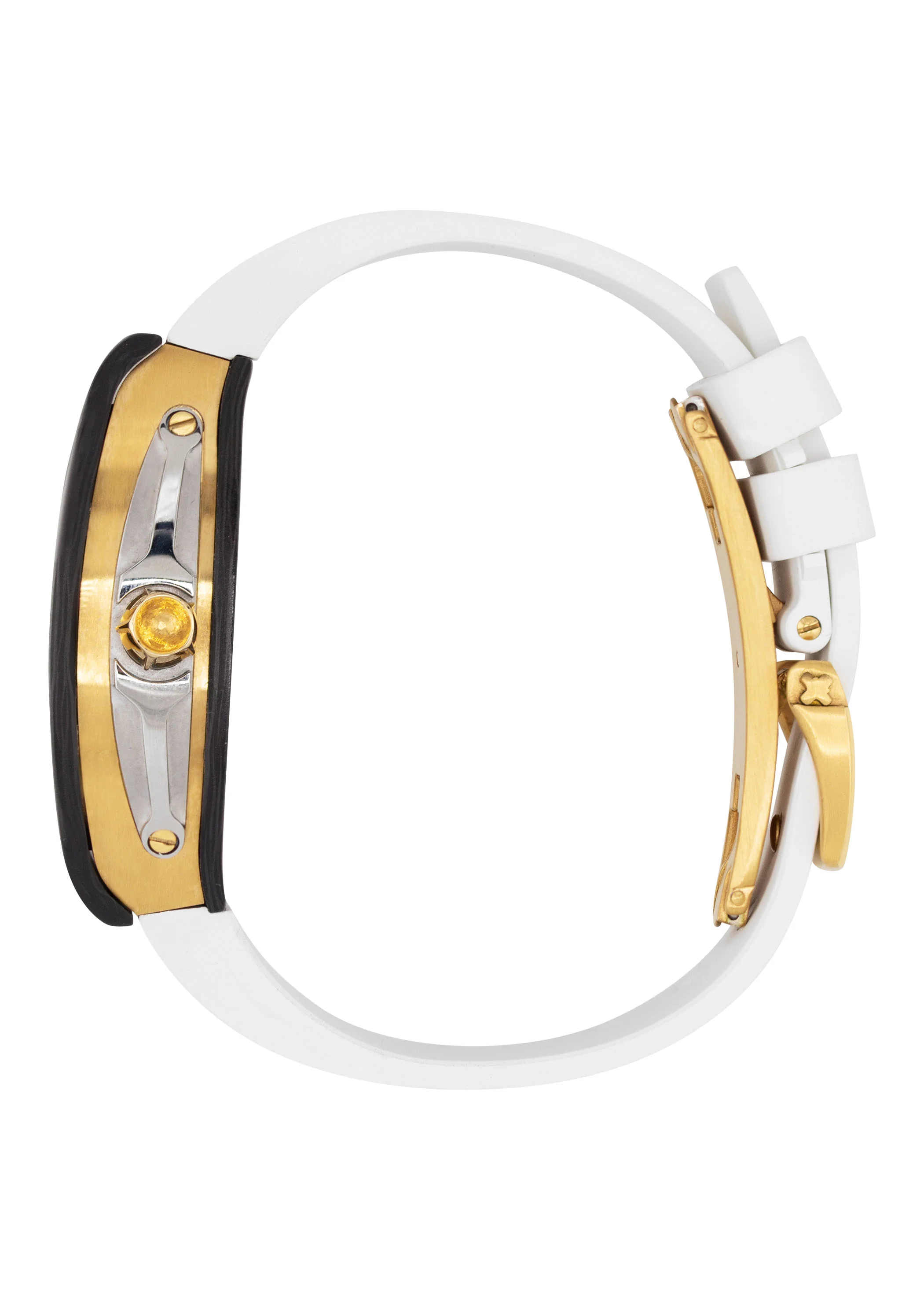 Frost NYC Mens Watch - Automatic Skeleton Carbon Fiber Sport Gold Watch | FRST-01-CFY| White - Image 4