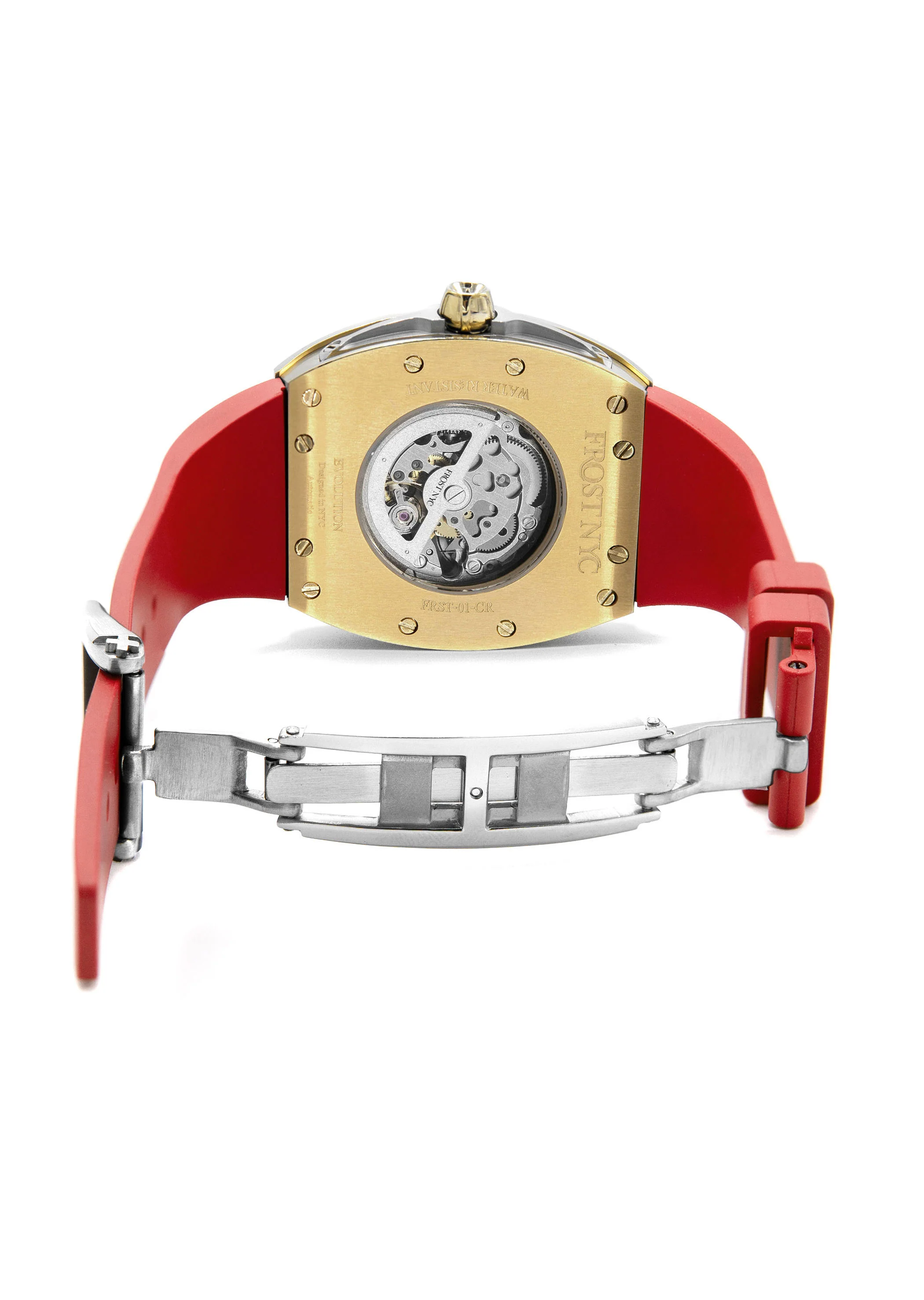 Frost NYC Mens Watch - Automatic Skeleton Sport Gold Watch | FRST-01-CY | Red - Image 9