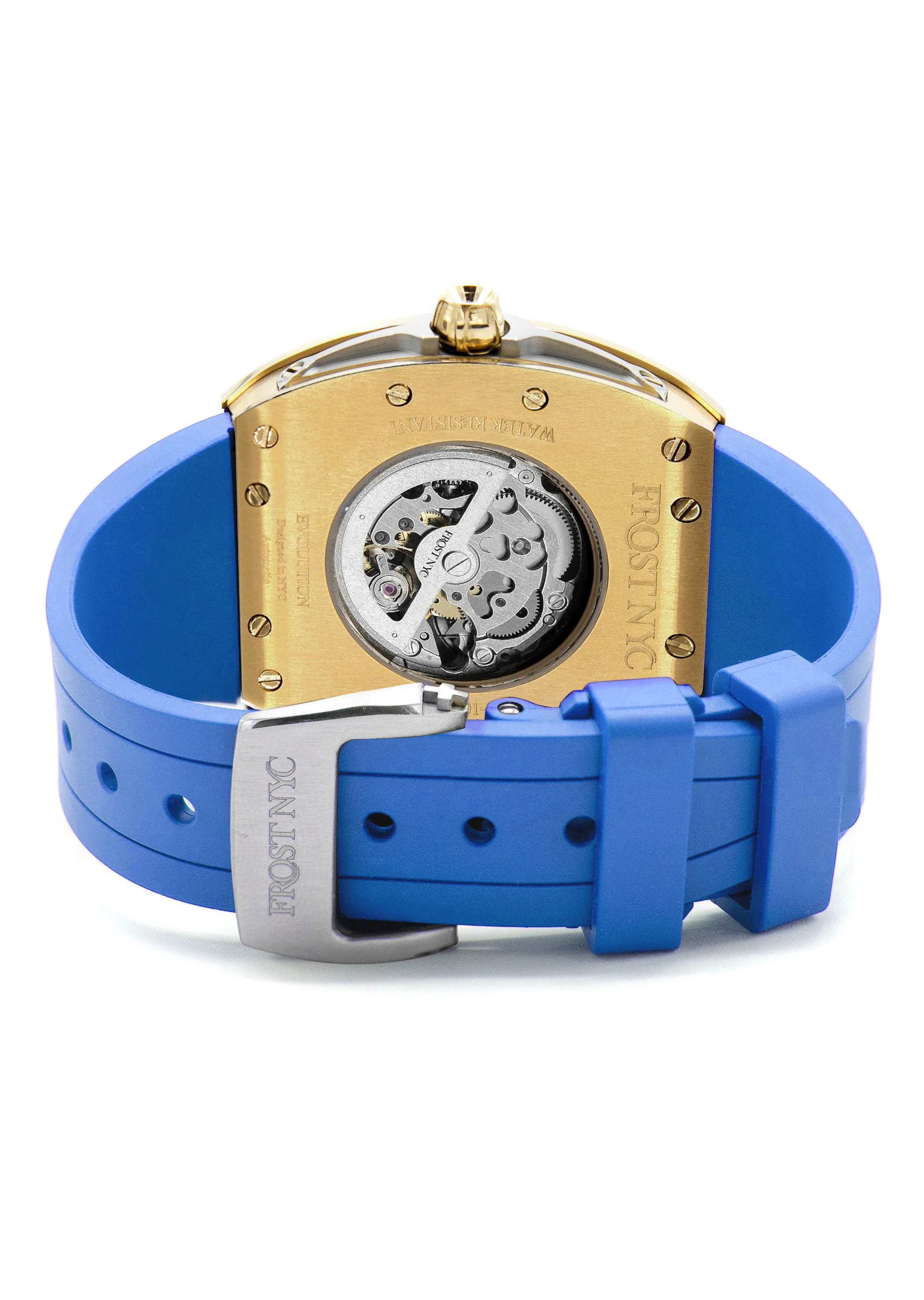 Frost NYC Mens Watch - Automatic Skeleton Sport Gold Watch | FRST-01-CY| Blue - Image 10