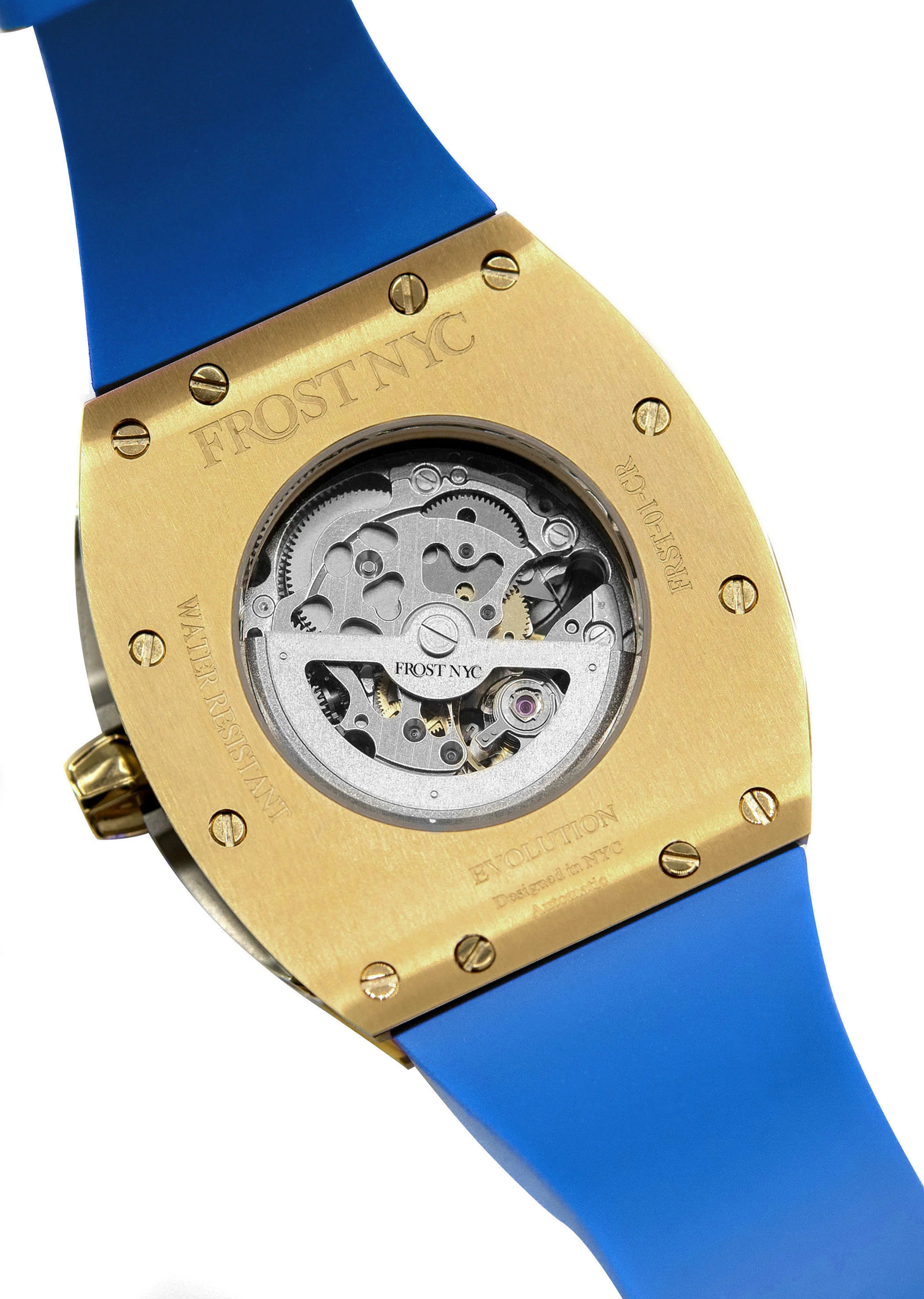 Frost NYC Mens Watch - Automatic Skeleton Sport Gold Watch | FRST-01-CY| Blue - Image 8