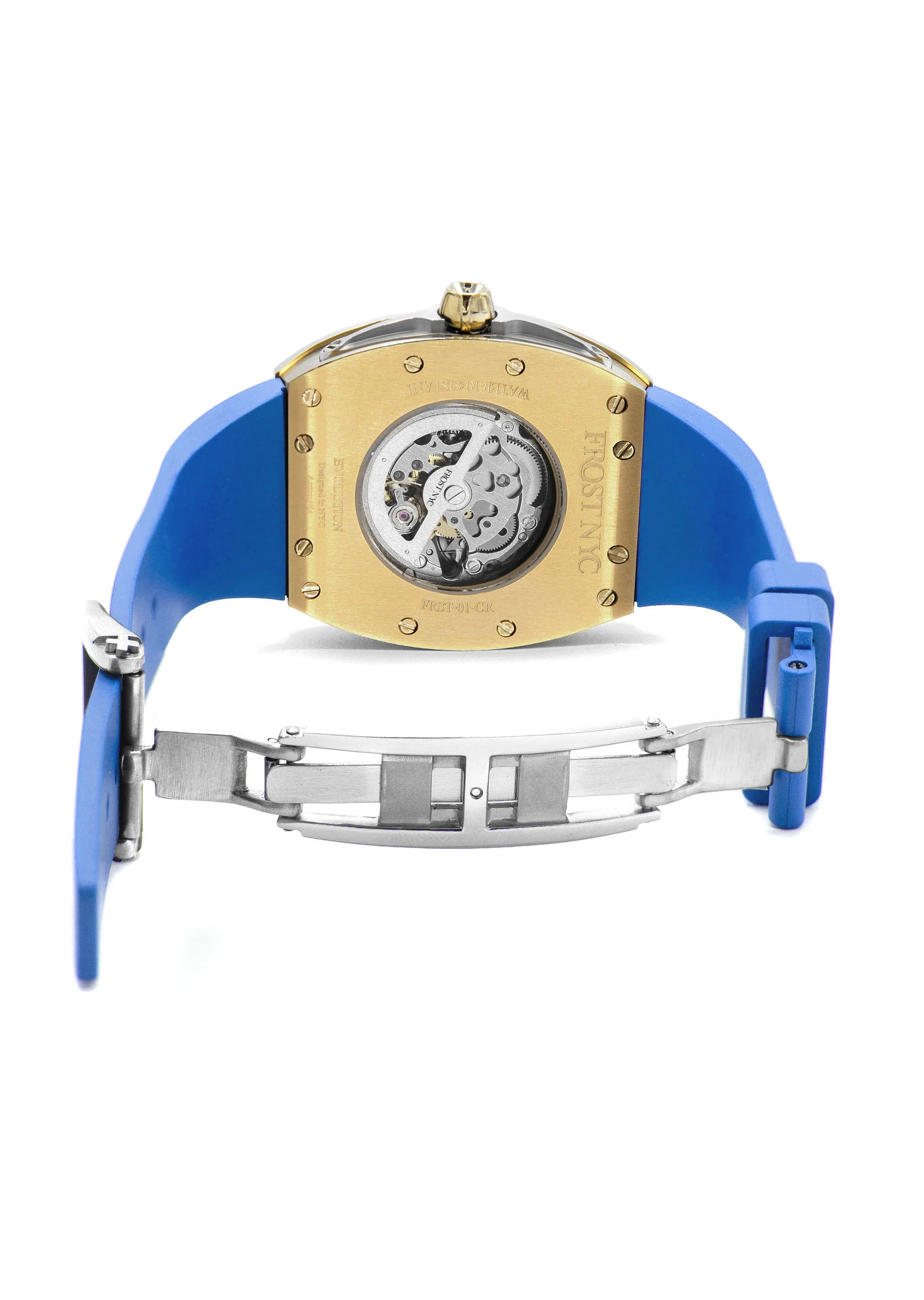 Frost NYC Mens Watch - Automatic Skeleton Sport Gold Watch | FRST-01-CY| Blue - Image 9