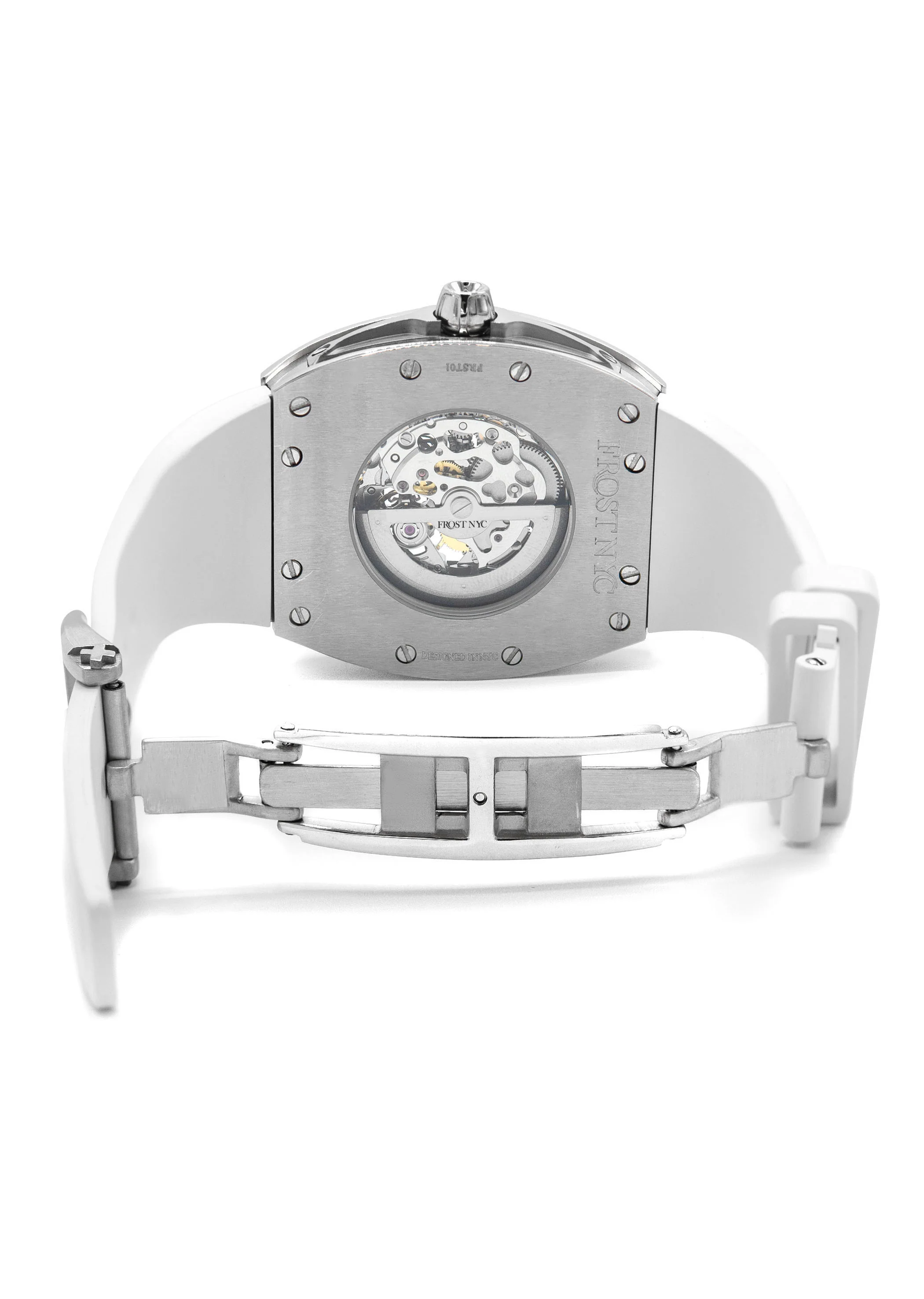 Frost NYC Mens Watch - Automatic Skeleton Stainless Steel Diamond Sport Watch | FRST-01-SS-D | White - Image 7