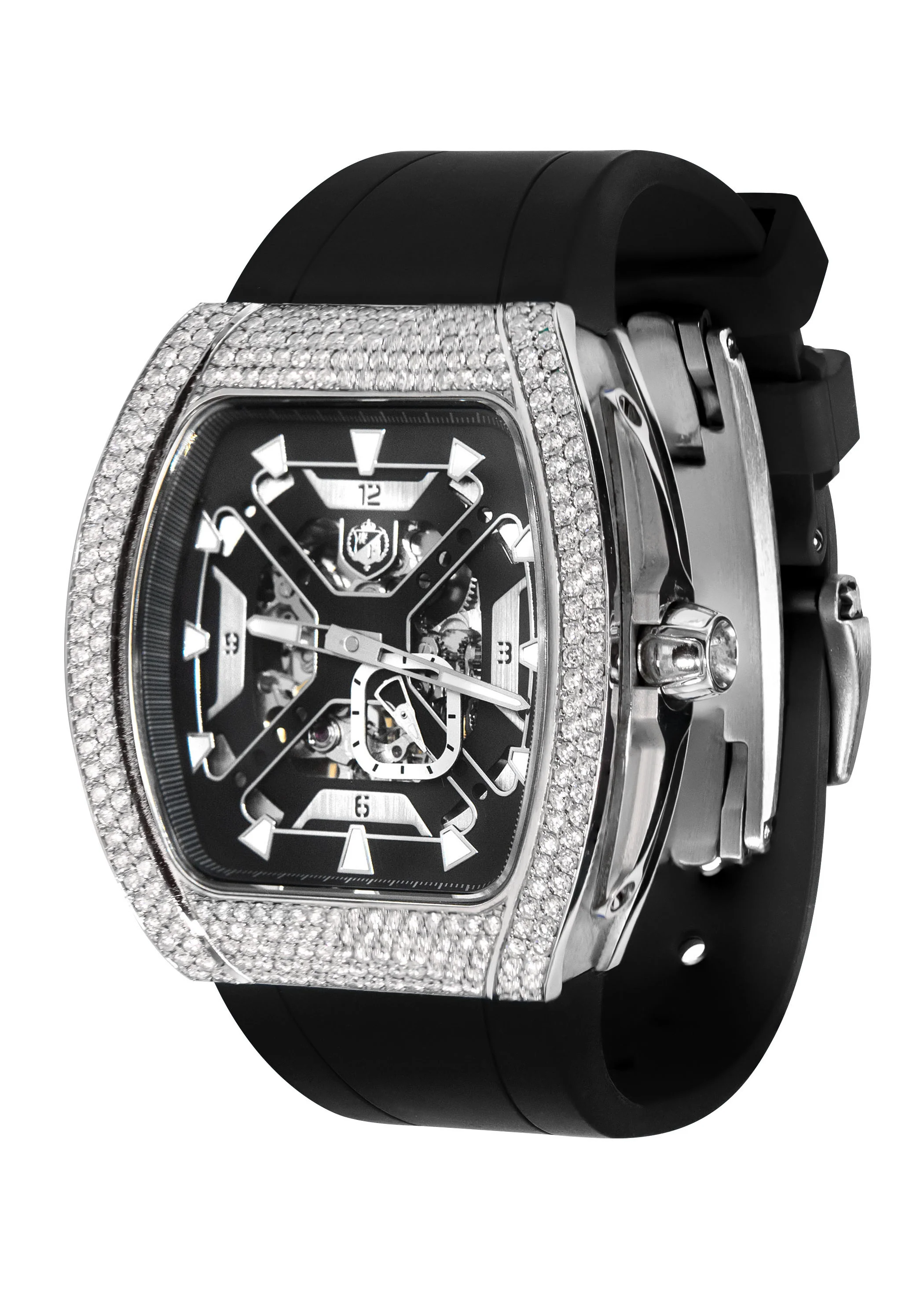 Frost NYC Mens Watch - Automatic Skeleton Stainless Steel Diamond Sport Watch | FRST-01-XS-D | Black - Image 4