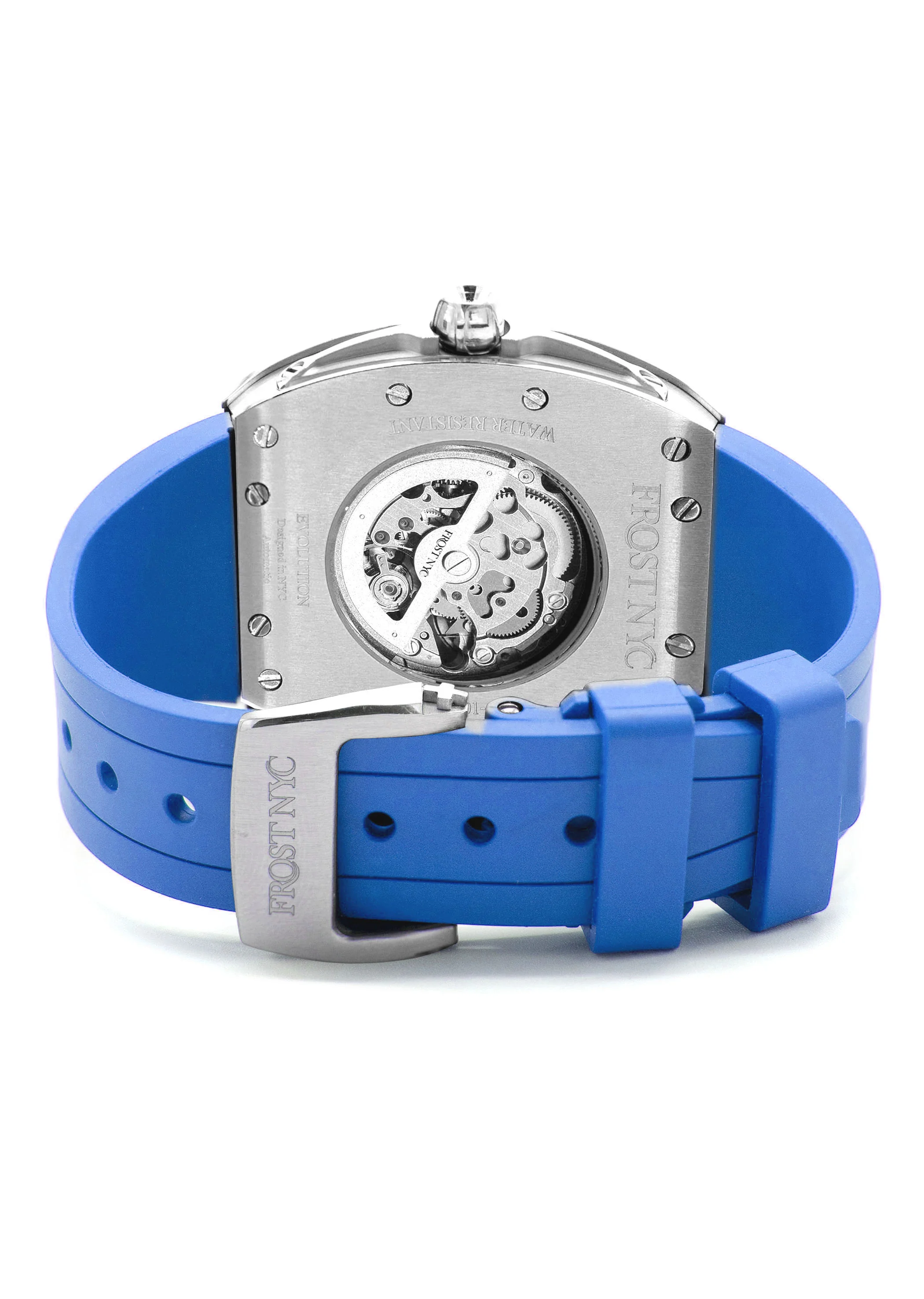 Frost NYC Mens Watch - Automatic Skeleton Stainless Steel Sport Diamond Watch | FRST-01-XS-D | Blue - Image 8