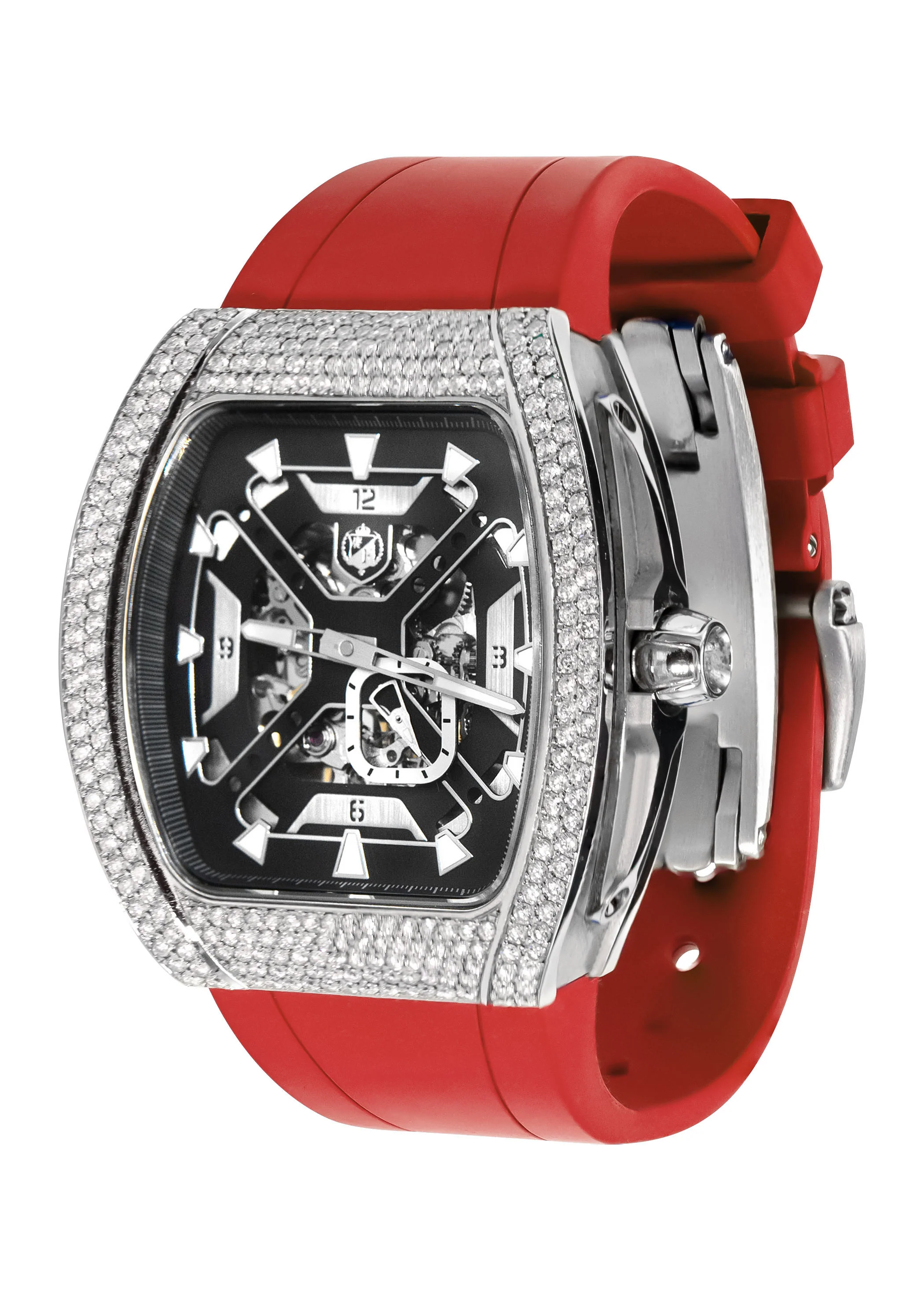 Frost NYC Mens Watch - Automatic Skeleton Stainless Steel Sport Diamond Watch | FRST-01-XS-D | Red - Image 4