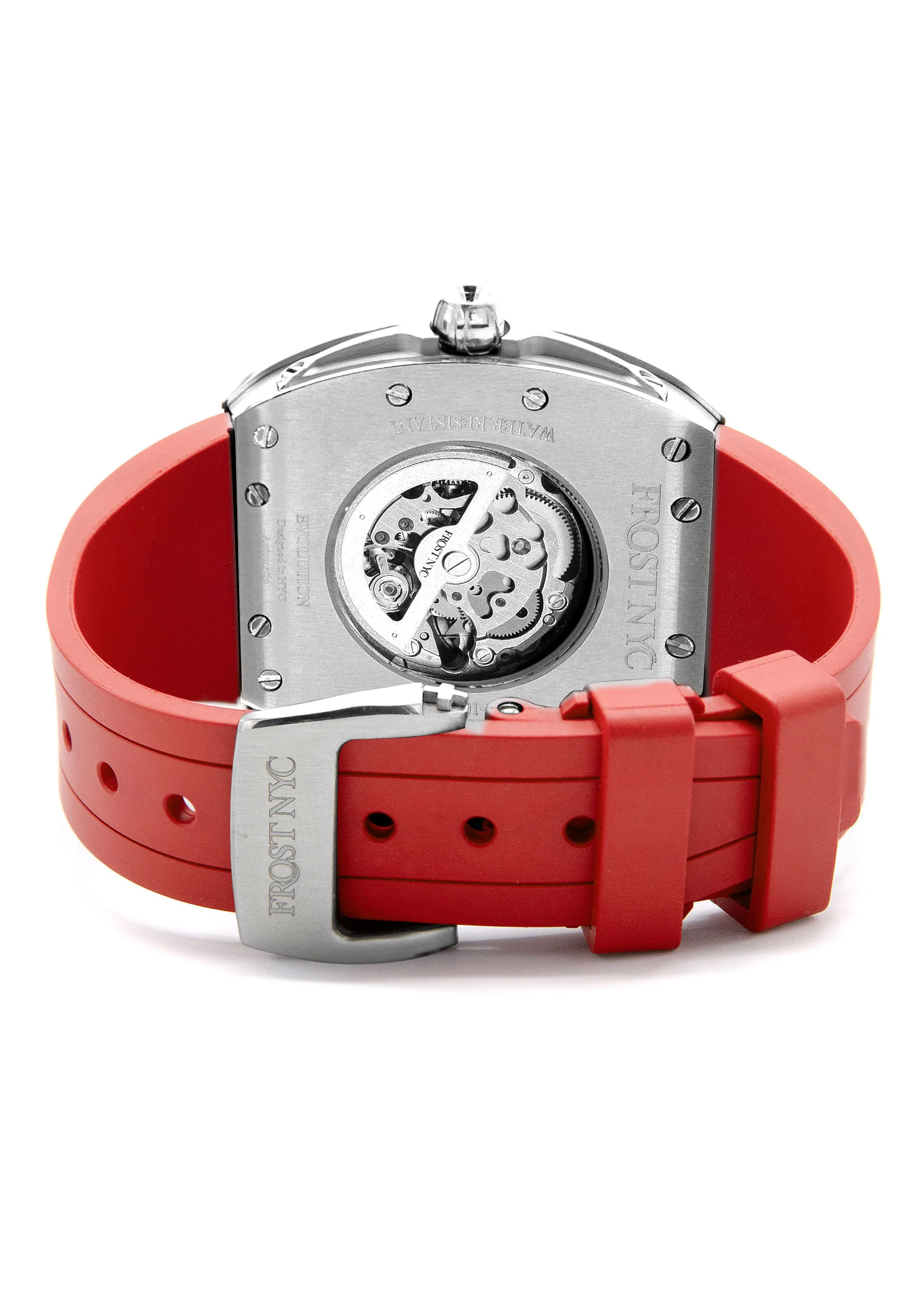 Frost NYC Mens Watch - Automatic Skeleton Stainless Steel Sport Diamond Watch | FRST-01-XS-D | Red - Image 8