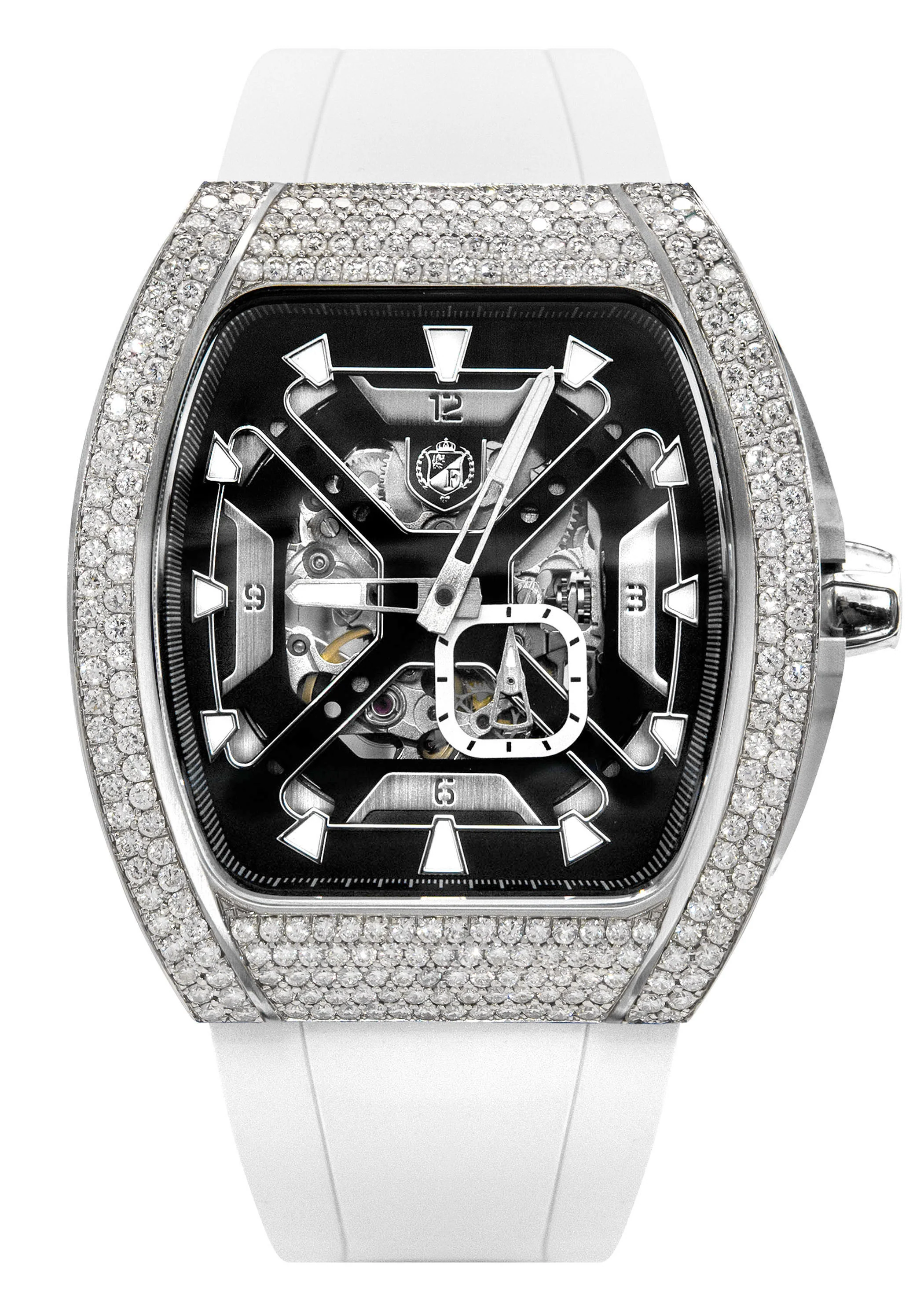 Frost NYC Mens Watch - Automatic Skeleton Stainless Steel Sport Diamond Watch | FRST-01-XS-D | White