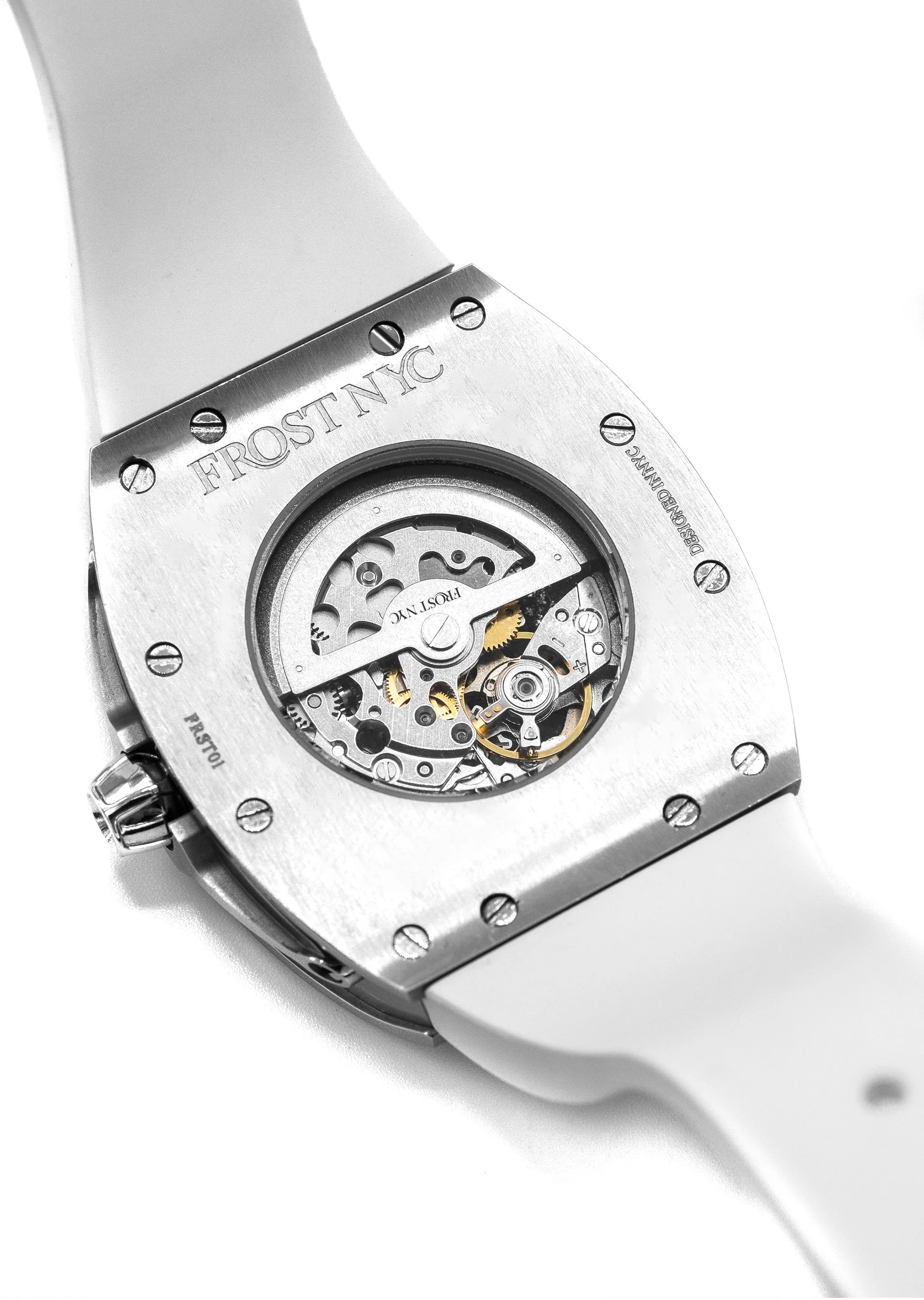 Frost NYC Mens Watch - Automatic Skeleton Stainless Steel Sport Diamond Watch | FRST-01-XS-D | White - Image 6