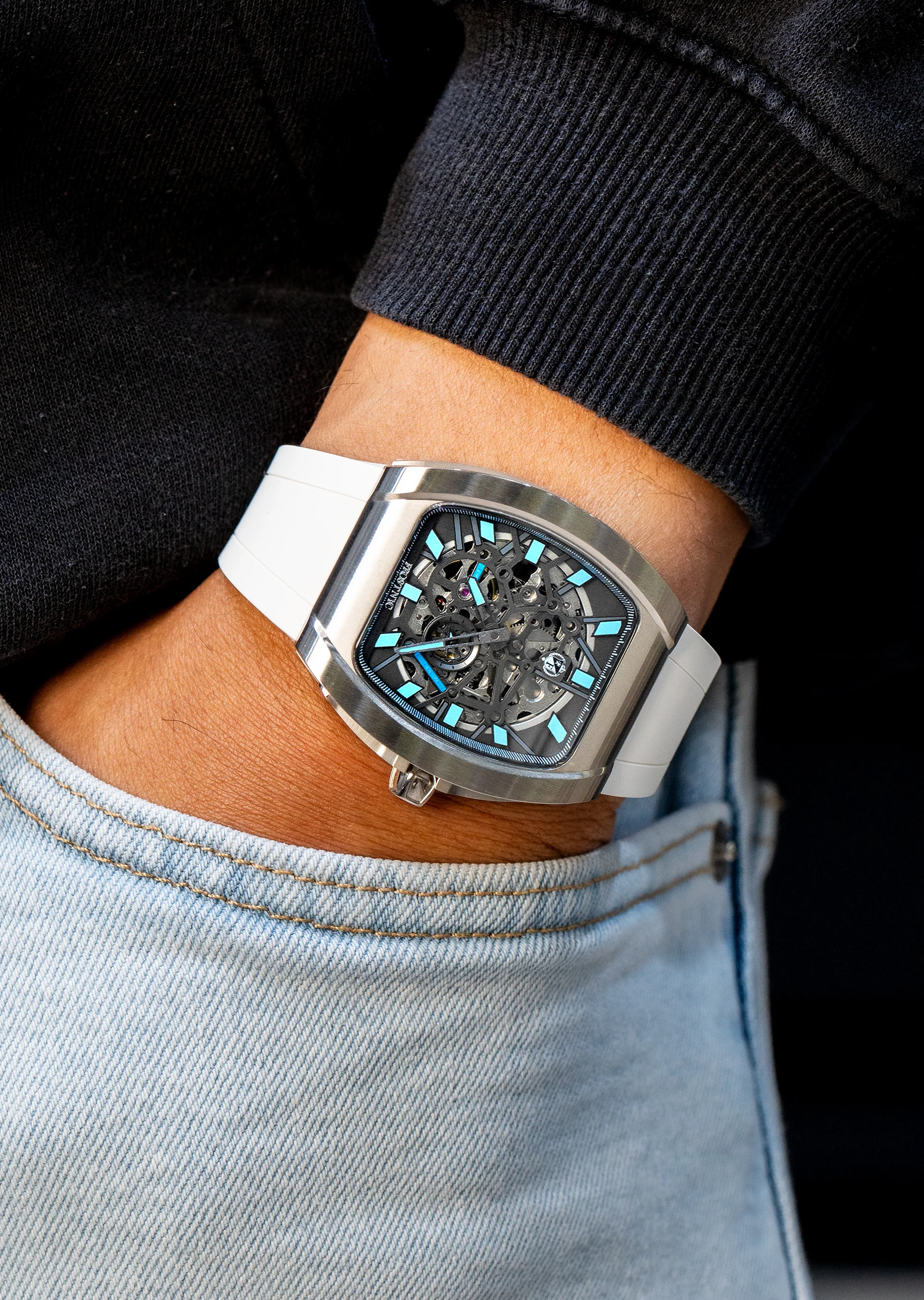 Frost NYC Mens Watch - Automatic Skeleton Stainless Steel Sport Watch | FRST-01-SS | White - Image 2