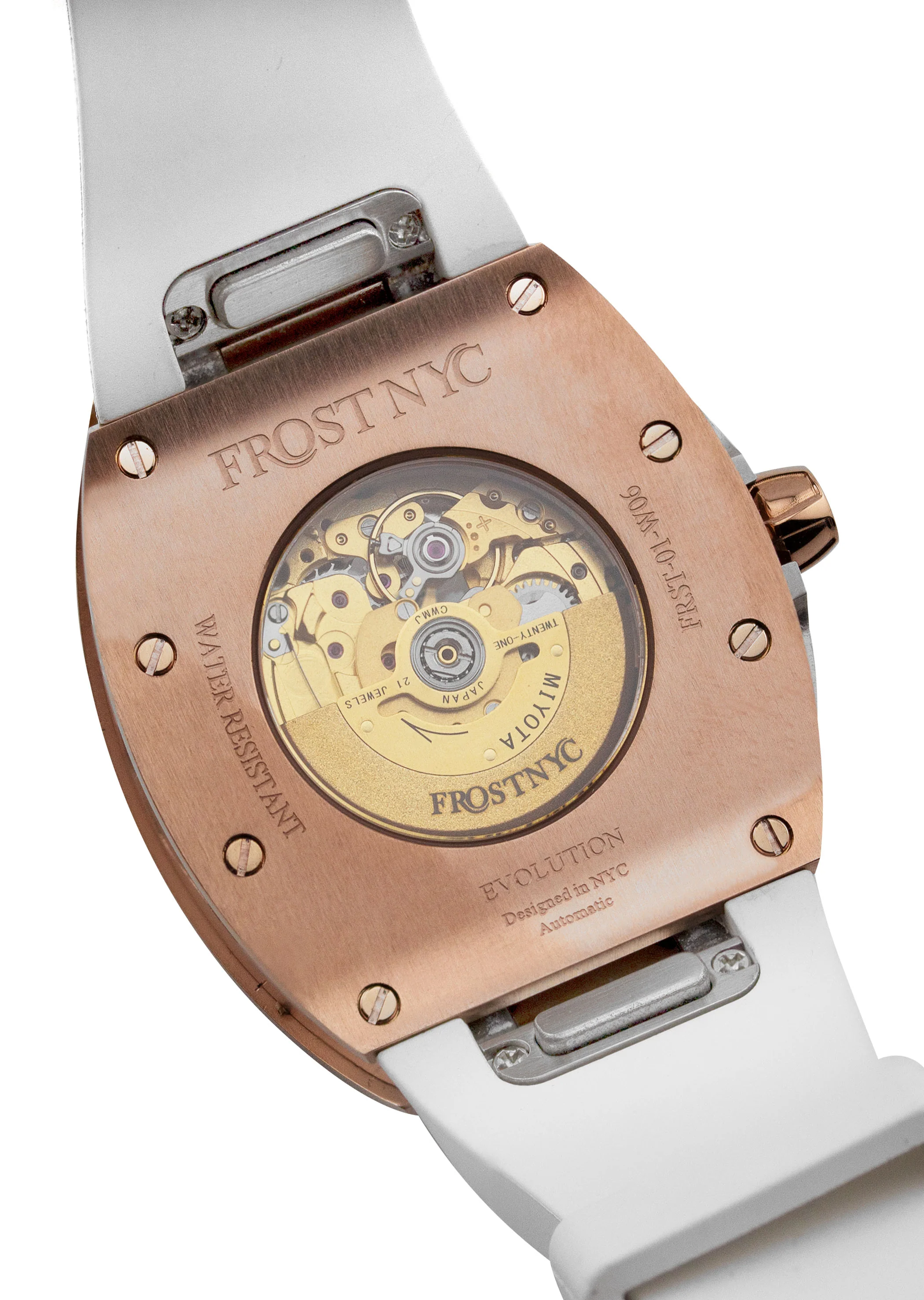 Frost NYC Evolution Women's Watch - Automatic Skeleton Leaves Steel | WFRST-01-LD-R WHITE BAND | Pre - Sale - Image 8