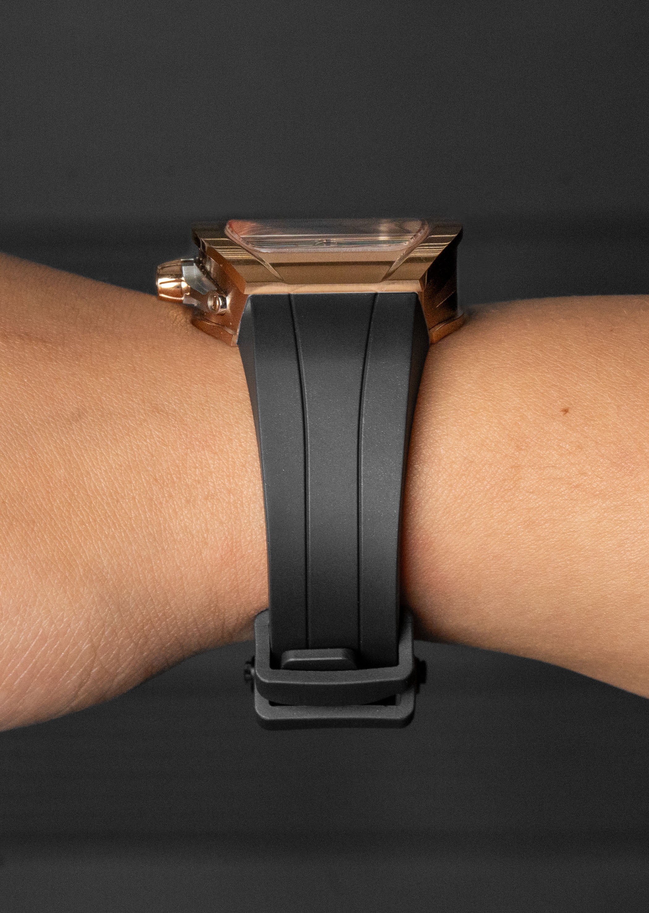 Frost NYC Diamond Evolution Women's Watch - Automatic Skeleton Rose Triangle | WFRST-01-TD-R Black Band | Pre - Sale - Image 3