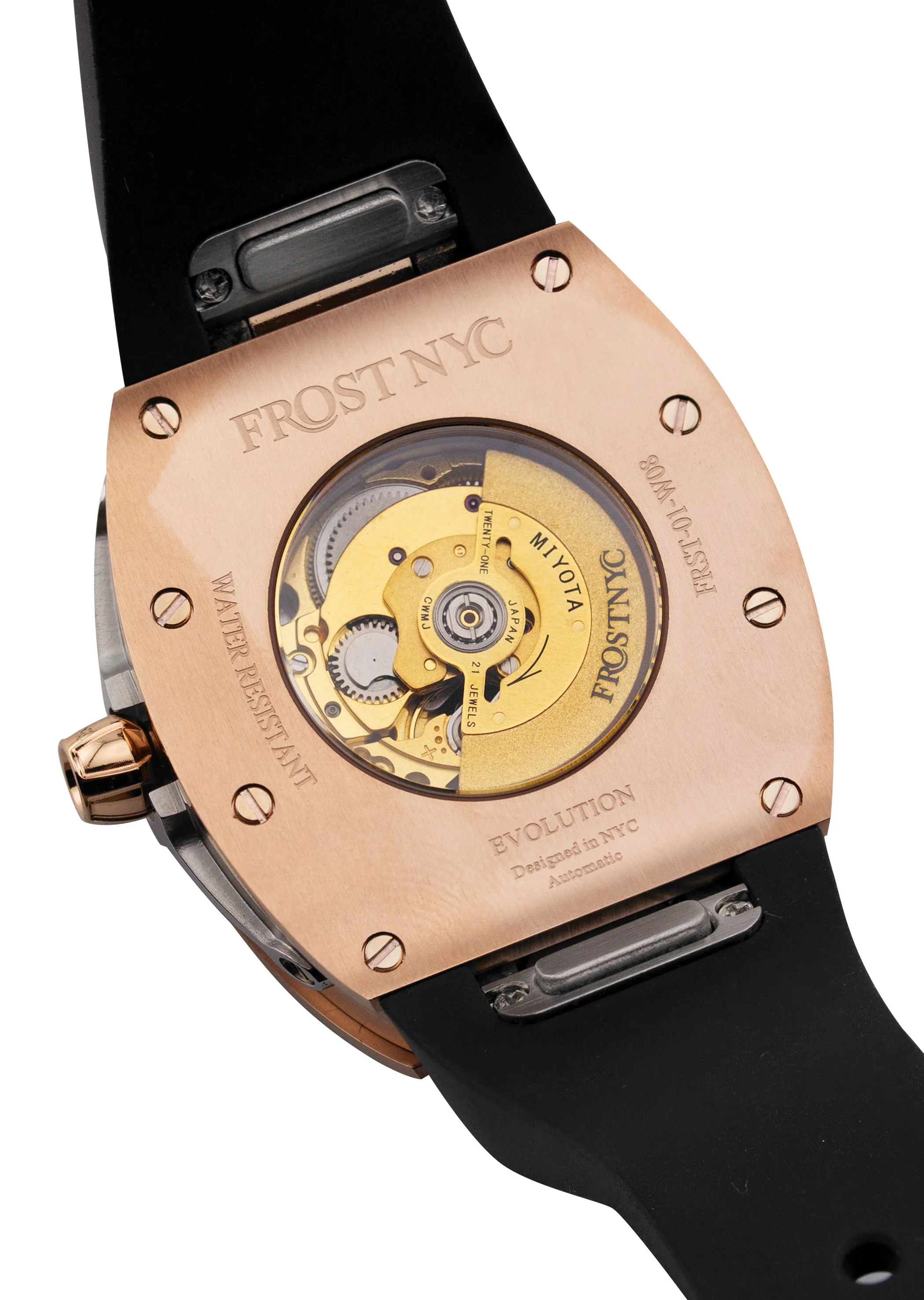 Frost NYC Diamond Evolution Women's Watch - Automatic Skeleton Rose Triangle | WFRST-01-TD-R Black Band | Pre - Sale - Image 8
