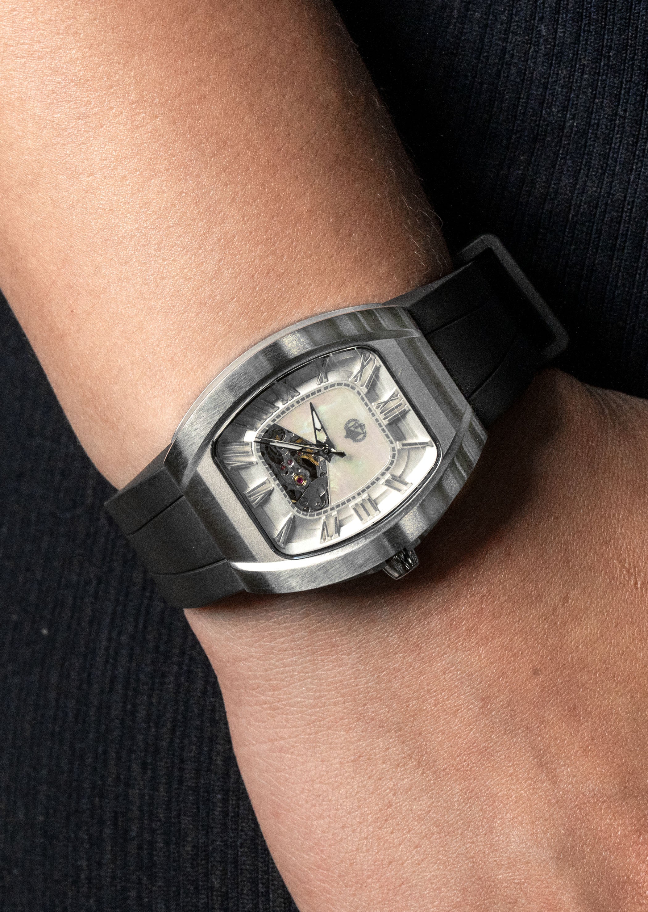 Frost NYC Evolution Women's Watch - Automatic Skeleton Steel Mother Of Pearl | WFRST-01-R-S Black Band | Pre - Sale - Image 2