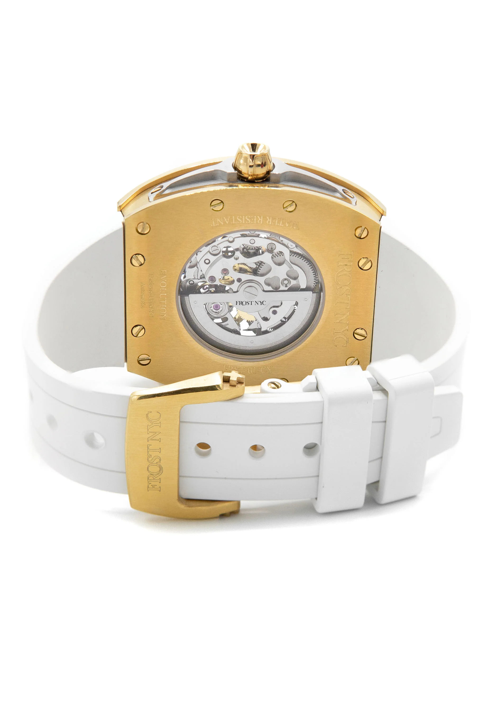Frost NYC Mens Watch - Automatic  Skeleton Sport Gold Watch | FRST-01-CY| White - Image 10