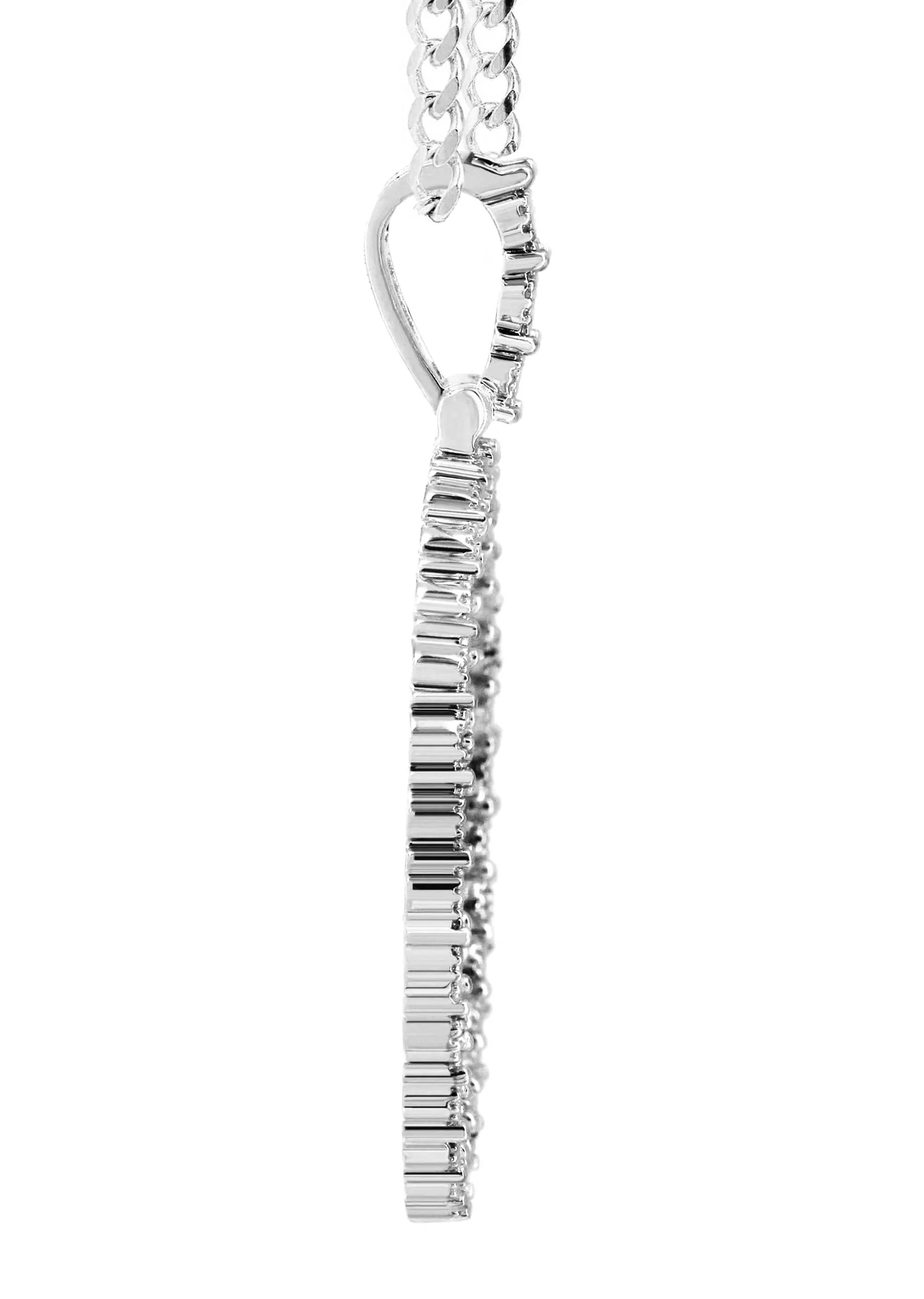Full Diamond 10K White Gold Large Round Picture Pendant Necklace | 2.67 Carats | Appx. 22 Grams - Image 2