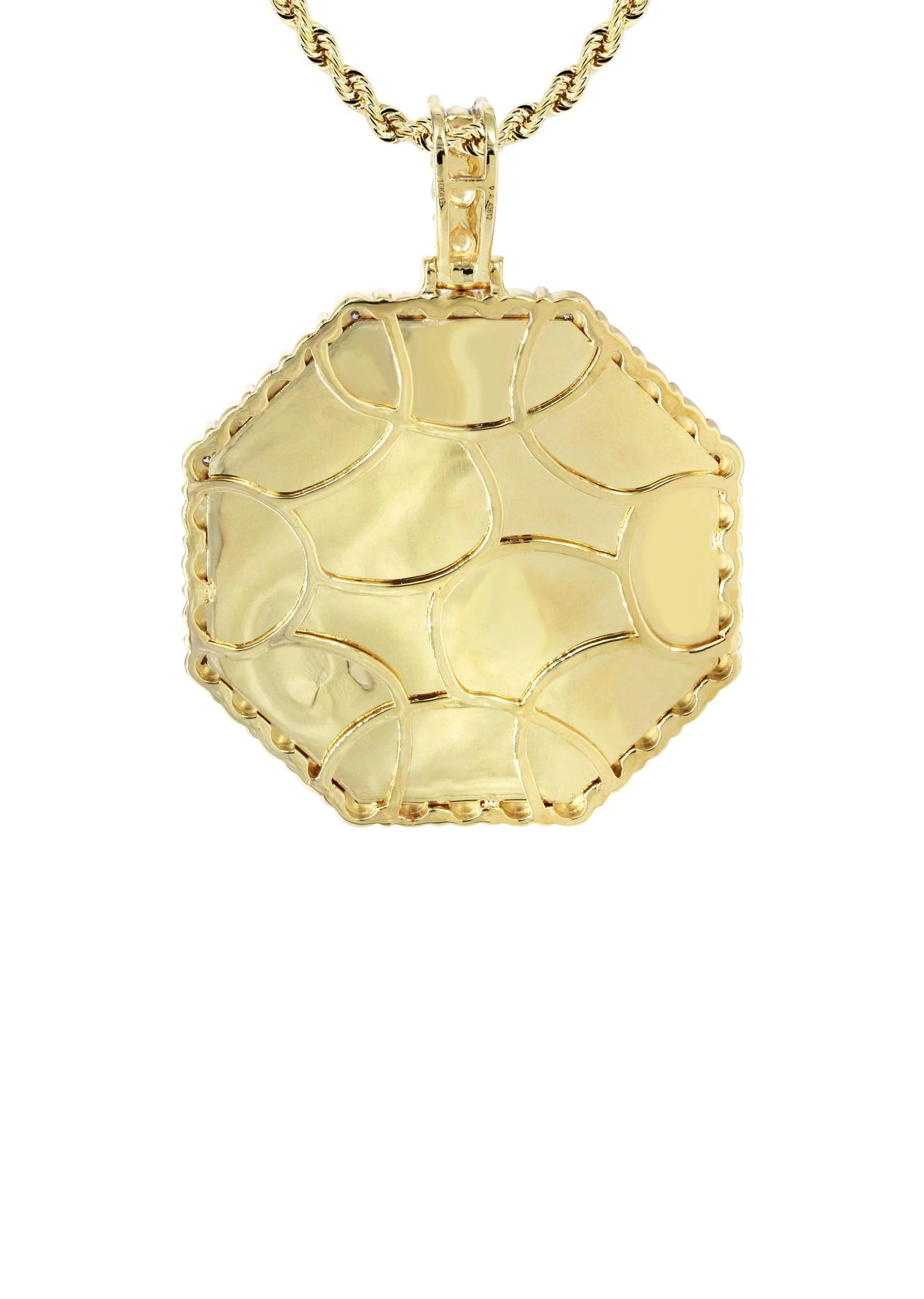 Full Diamond 10K Yellow Gold Small Octagon Picture Pendant Necklace | 1.51 Carats | Appx. 17 Grams - Image 5