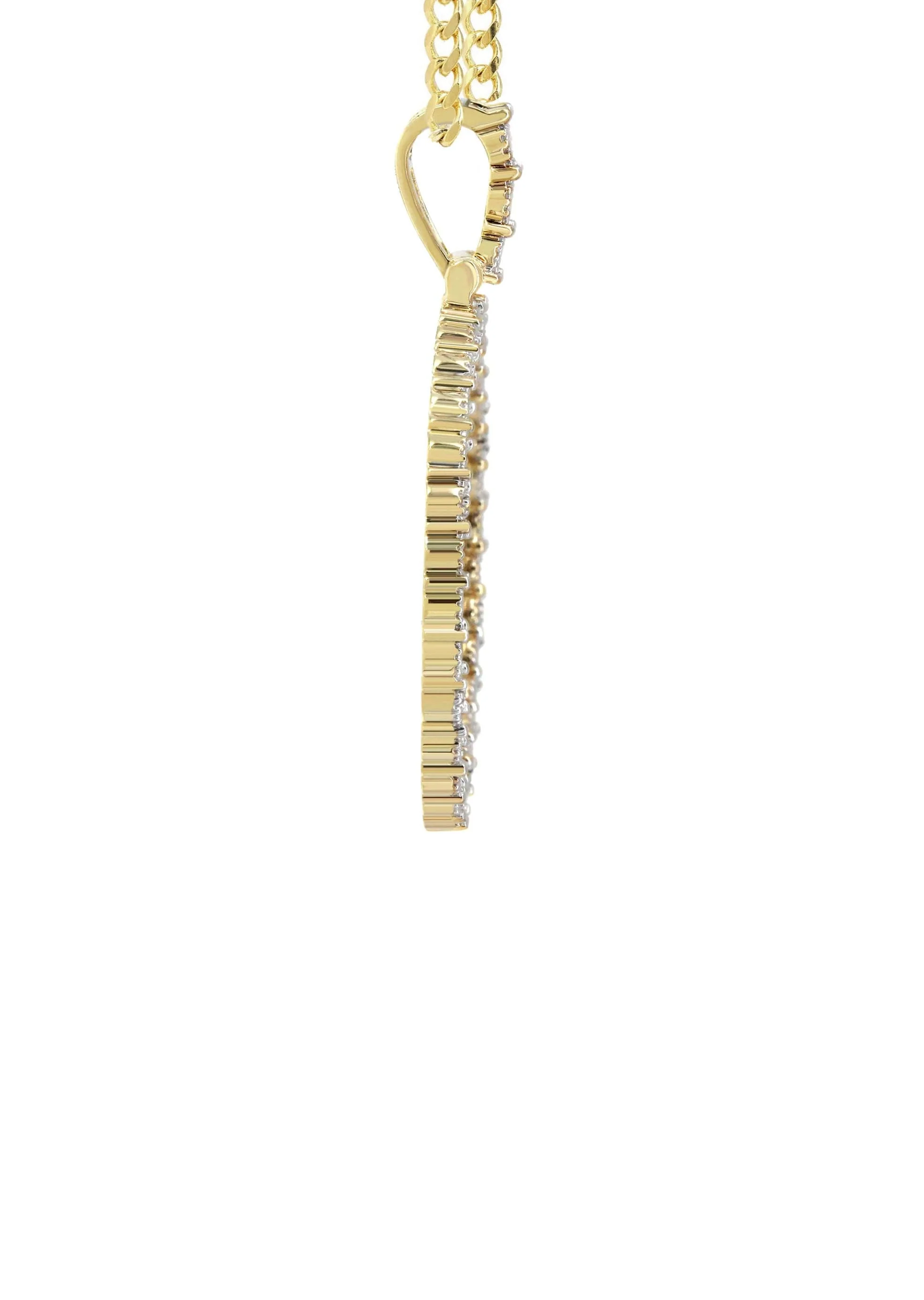 Full Diamond 10K Yellow Gold Small Round Picture Pendant Necklace | 1.45 Carats | Appx. 16 Grams - Image 4