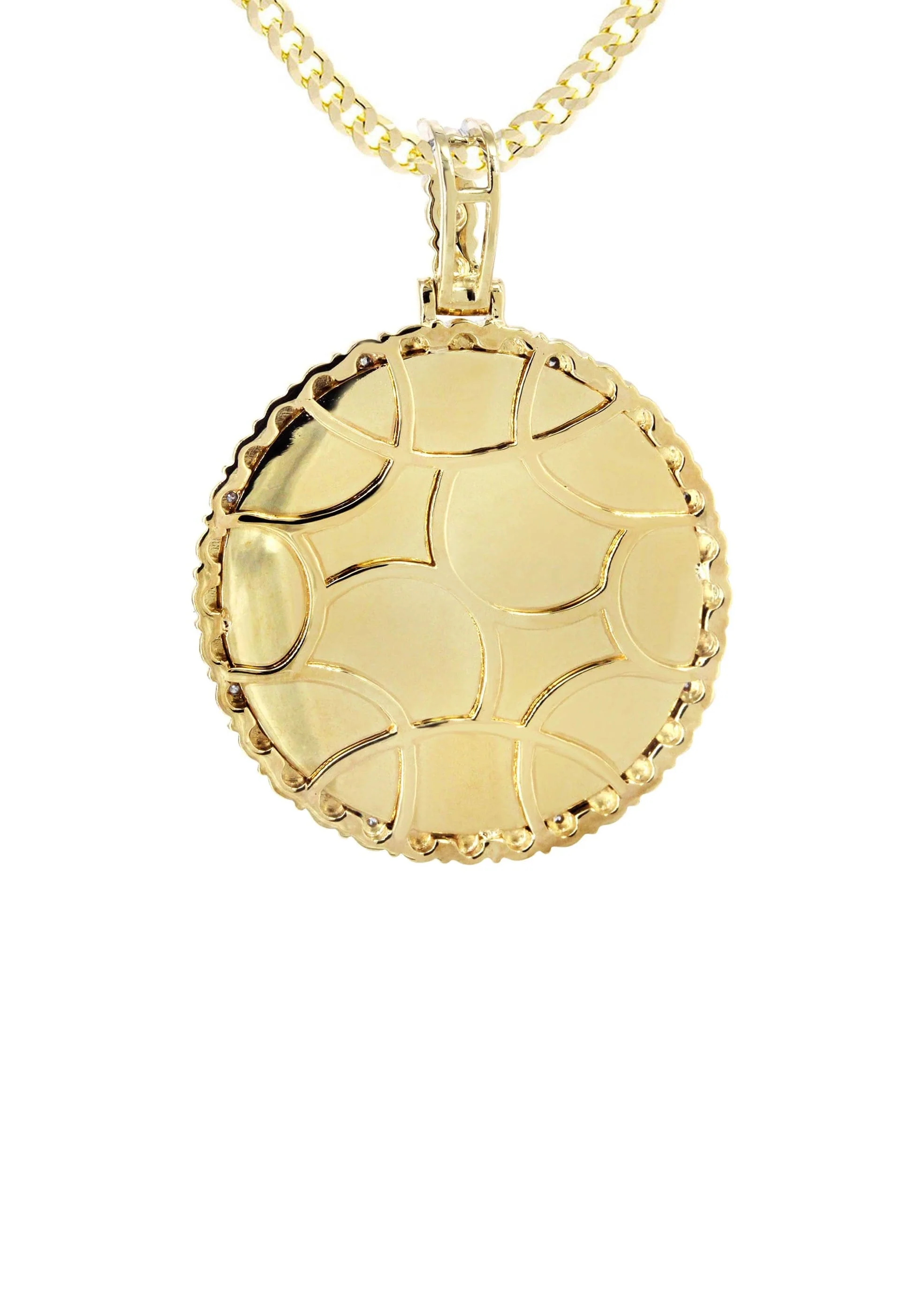 Full Diamond 10K Yellow Gold Small Round Picture Pendant Necklace | 1.45 Carats | Appx. 16 Grams - Image 5