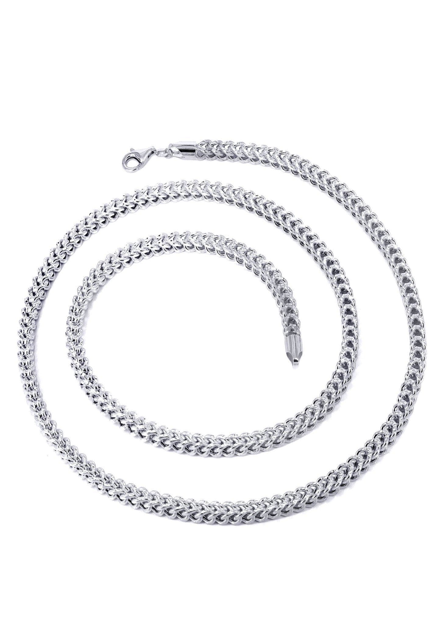 Gold Chain - Mens Semi Solid Diamond Cut Franco Chain 10K/14 White Gold - Image 2
