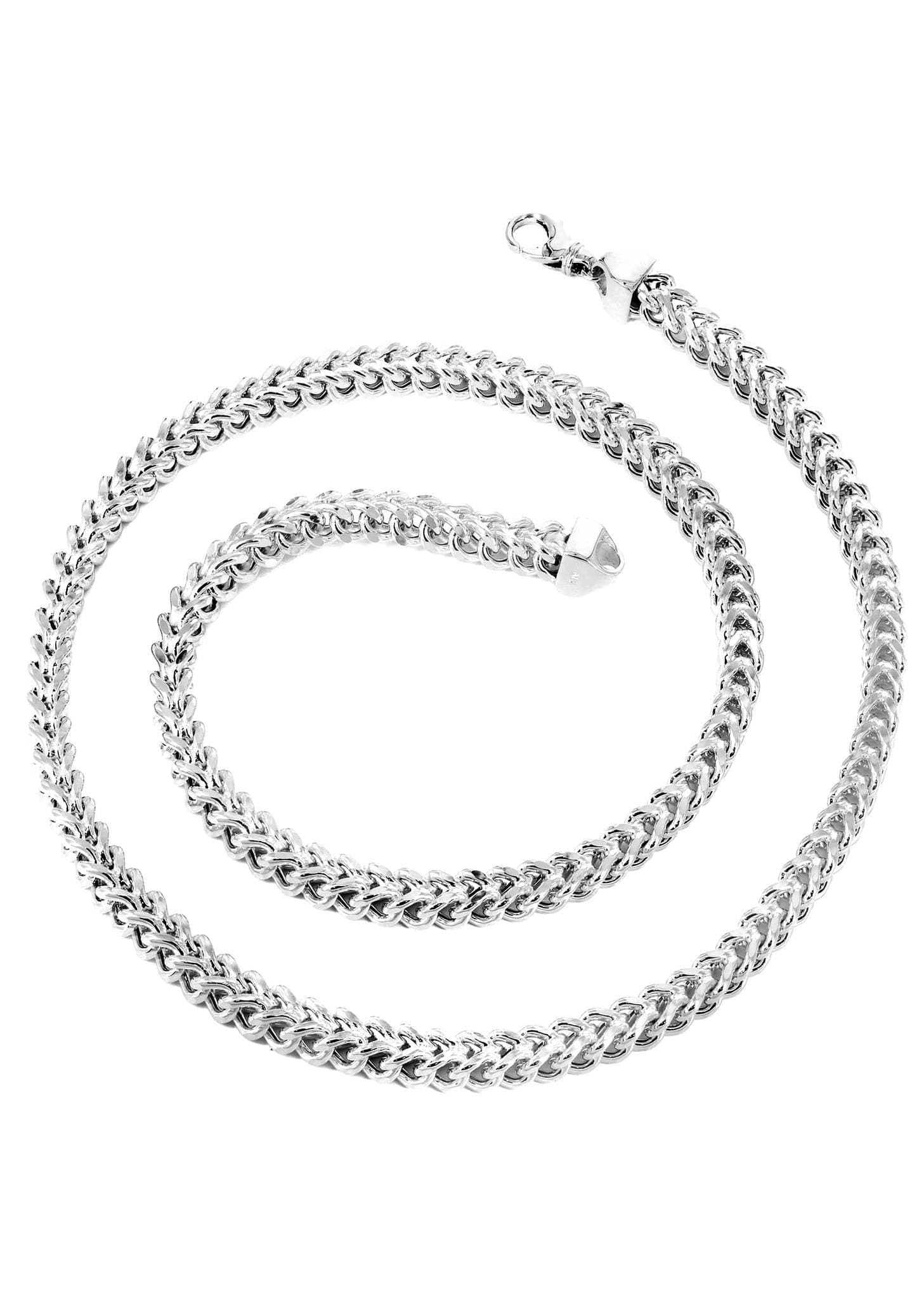 Gold Chain - Mens Semi Solid  Franco Chain 10K/14K White Gold - Image 2