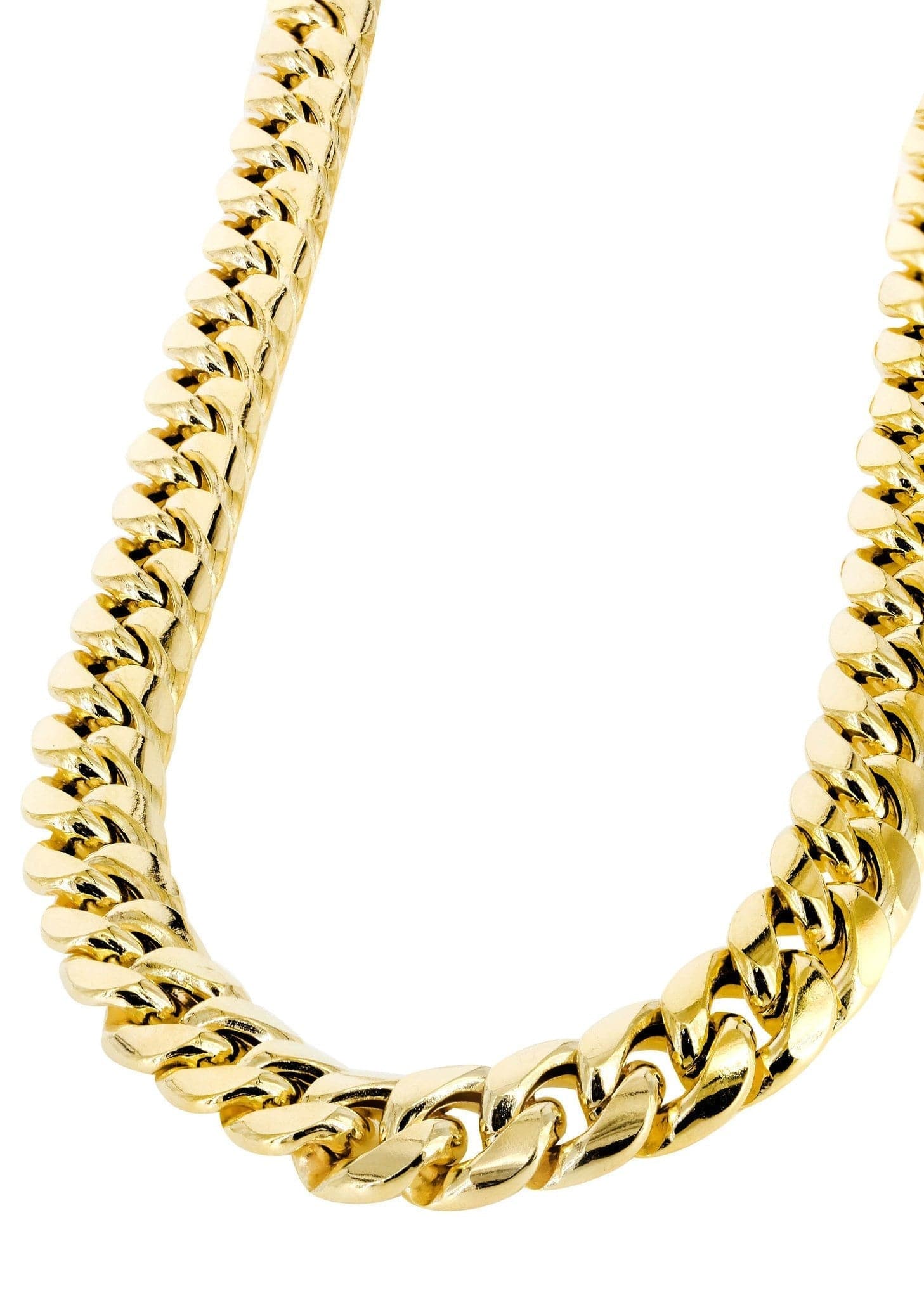 Gold Chain - Mens Semi Solid  Miami Cuban Link Chain 10K/14K Gold