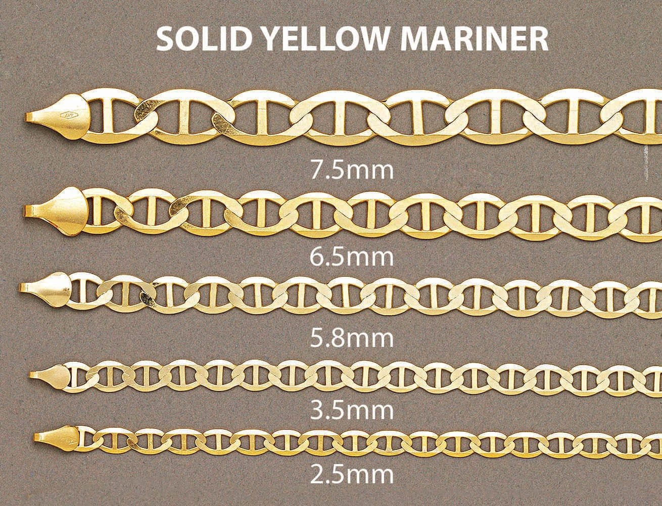 Gold Chain - Mens Solid Mariner Chain 10K/14K Gold - Image 5