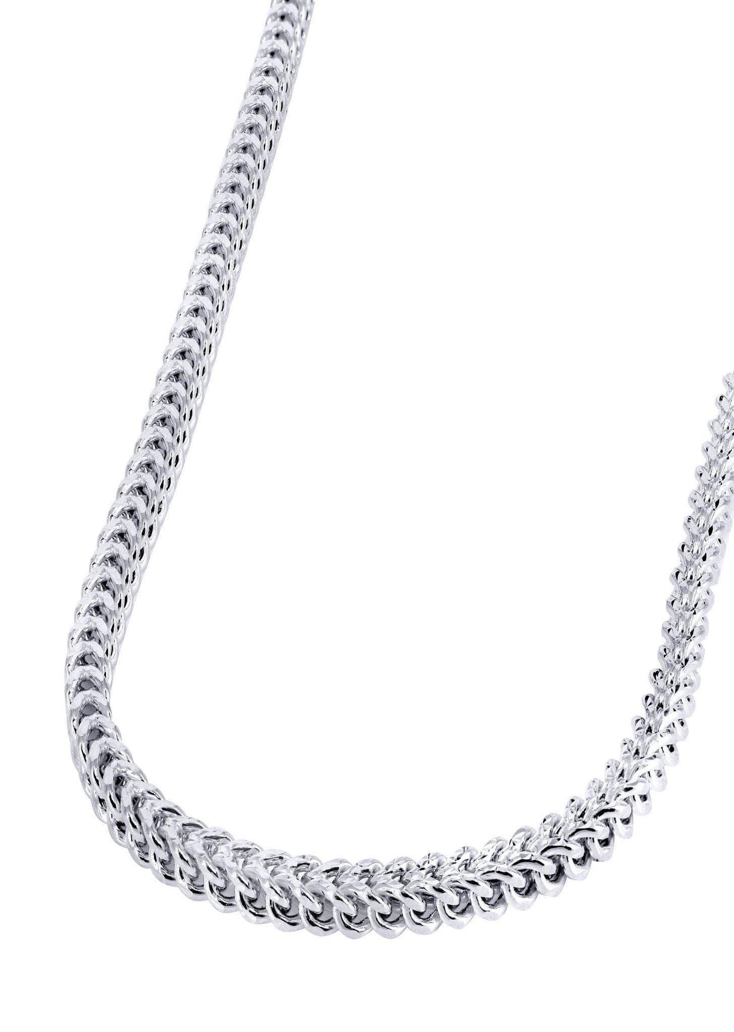 Gold Chain - Womens Semi Solid Diamond Cut Franco Chain 10K/14K White Gold