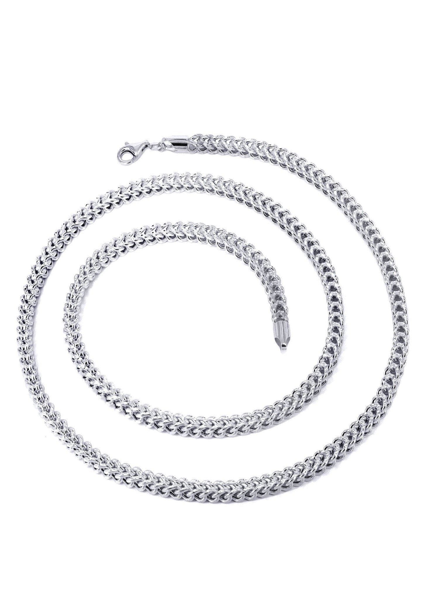 Gold Chain - Womens Semi Solid Diamond Cut Franco Chain 10K/14K White Gold - Image 2