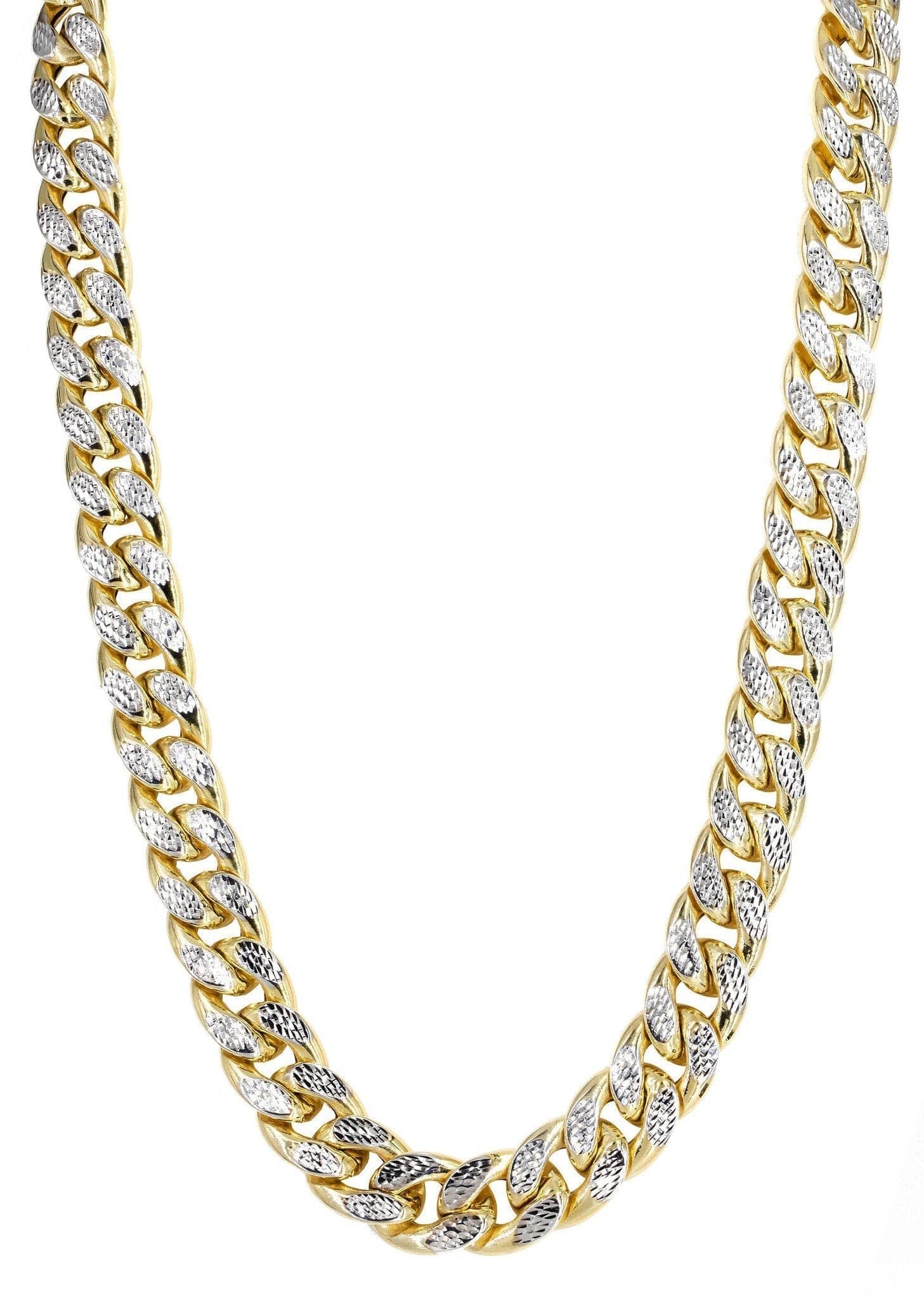 Gold Chain - Womens Semi Solid Diamond Cut Miami Cuban Link Chain 10K/14K Gold - Image 3