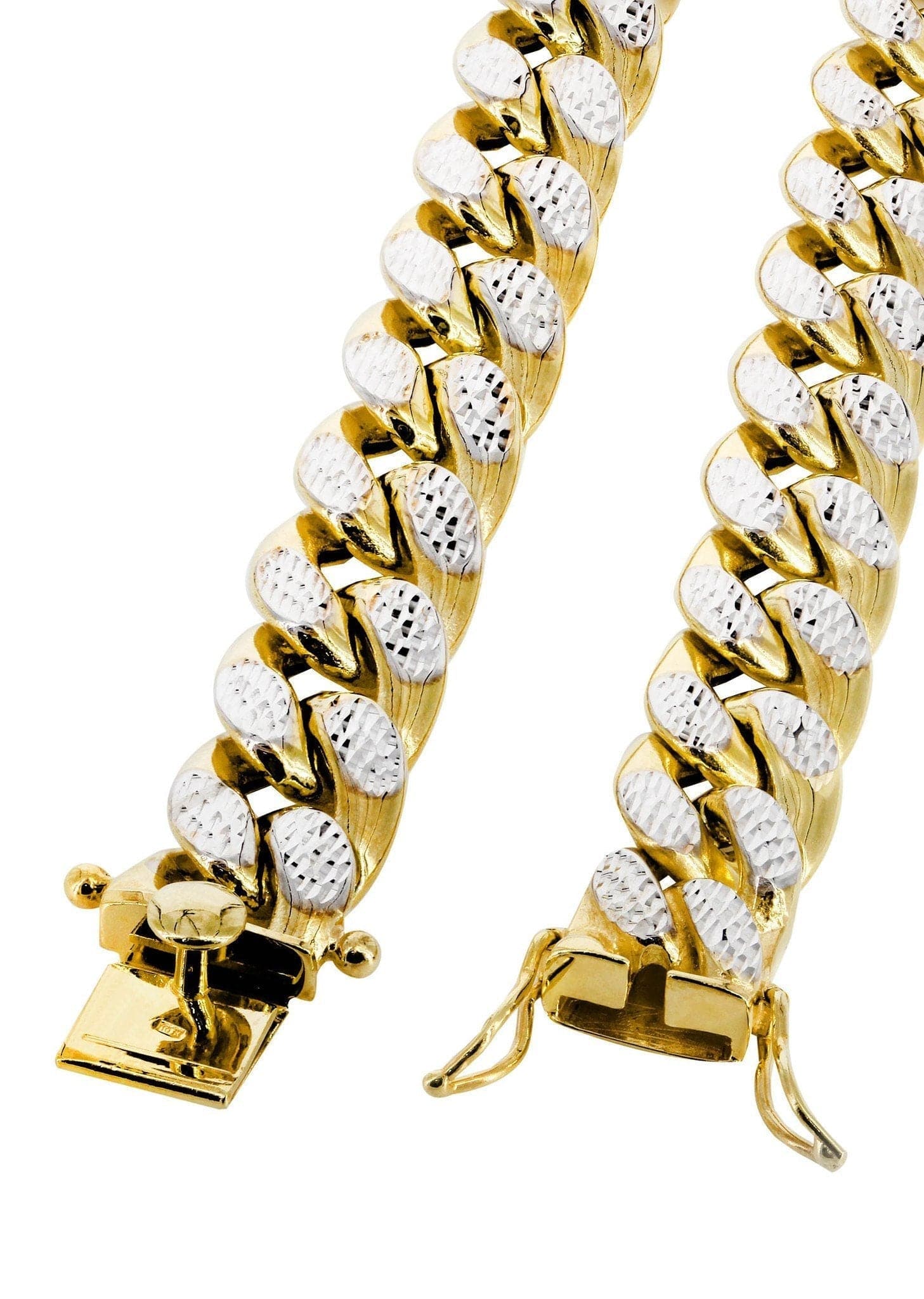 Gold Chain - Womens Semi Solid Diamond Cut Miami Cuban Link Chain 10K/14K Gold - Image 4