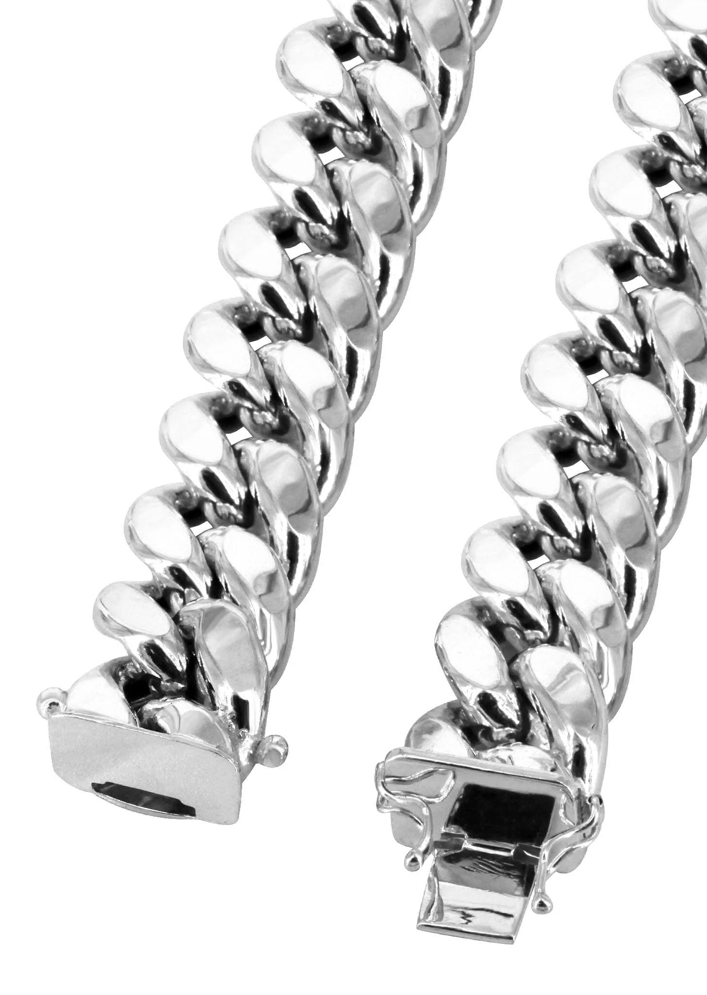 Gold Chain - Womens Semi Solid  Miami Cuban Link Chain 10K/14K White Gold - Image 4