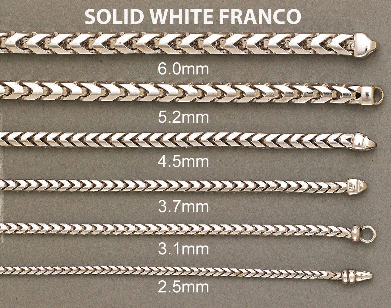 Gold Chain - Womens Solid Franco Chain 10K/14K White Gold - Image 6