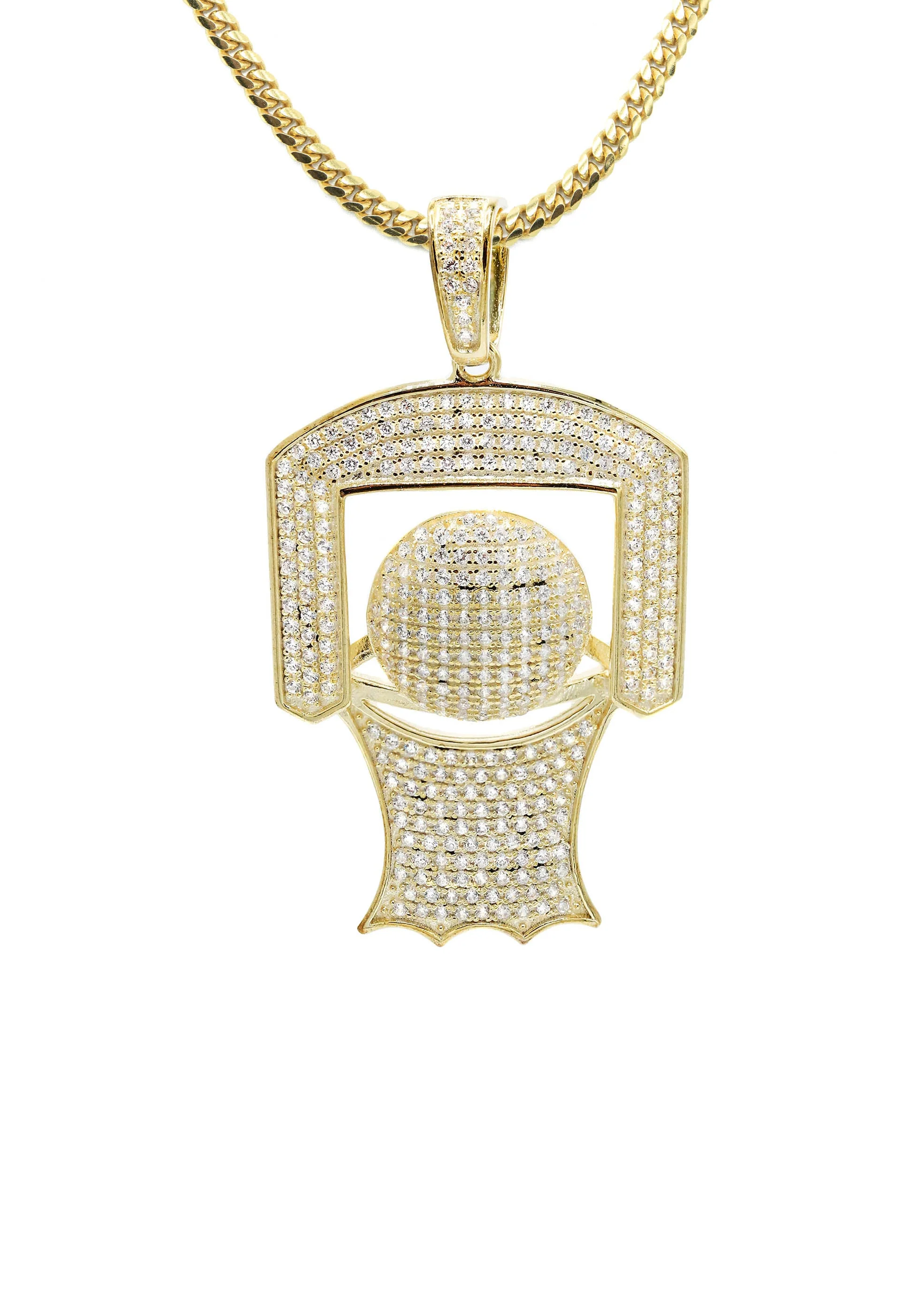 Silver Necklace - Gold Basketball Hoop Necklace | 22.1 Grams - Image 2