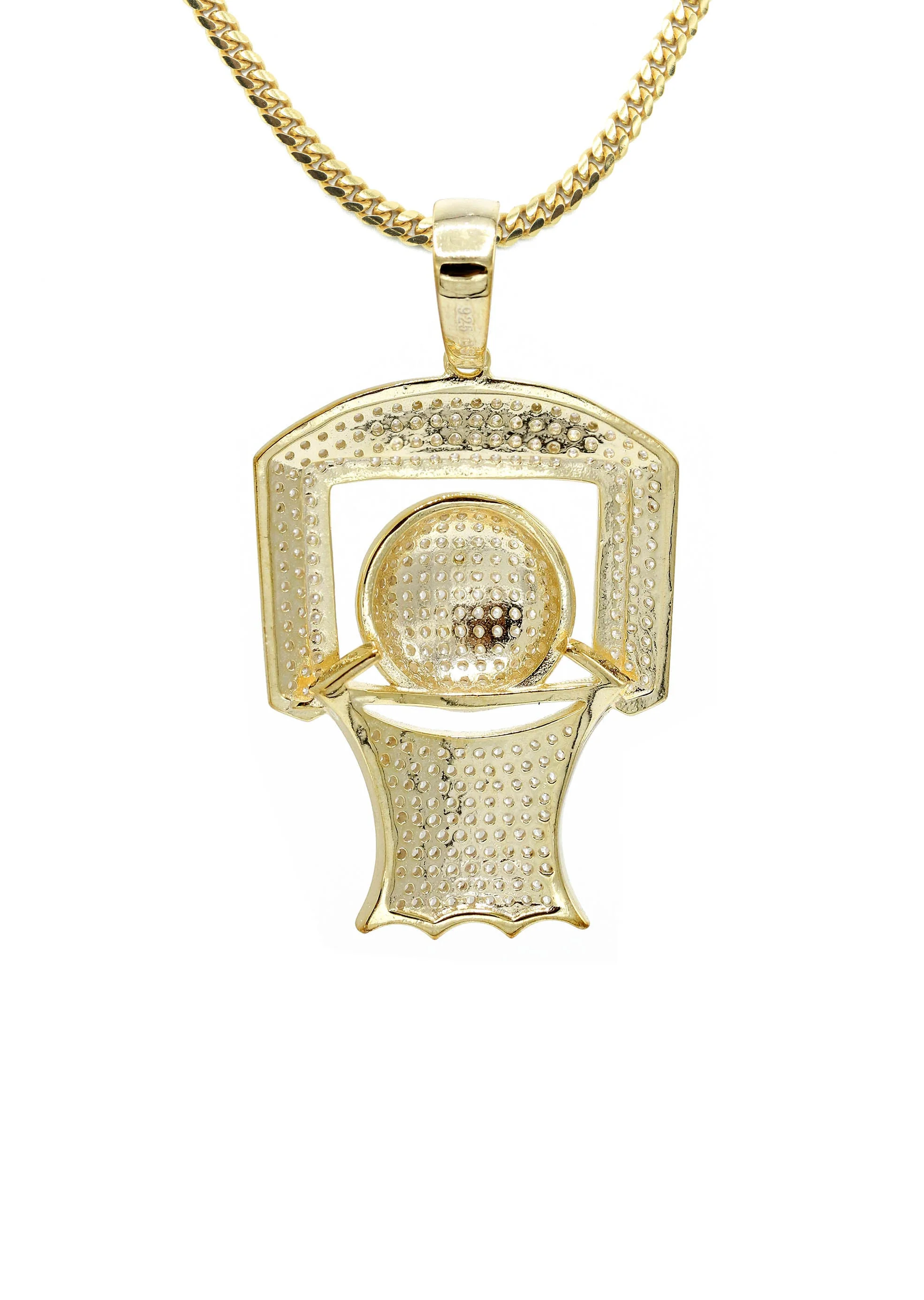 Silver Necklace - Gold Basketball Hoop Necklace | 22.1 Grams - Image 3