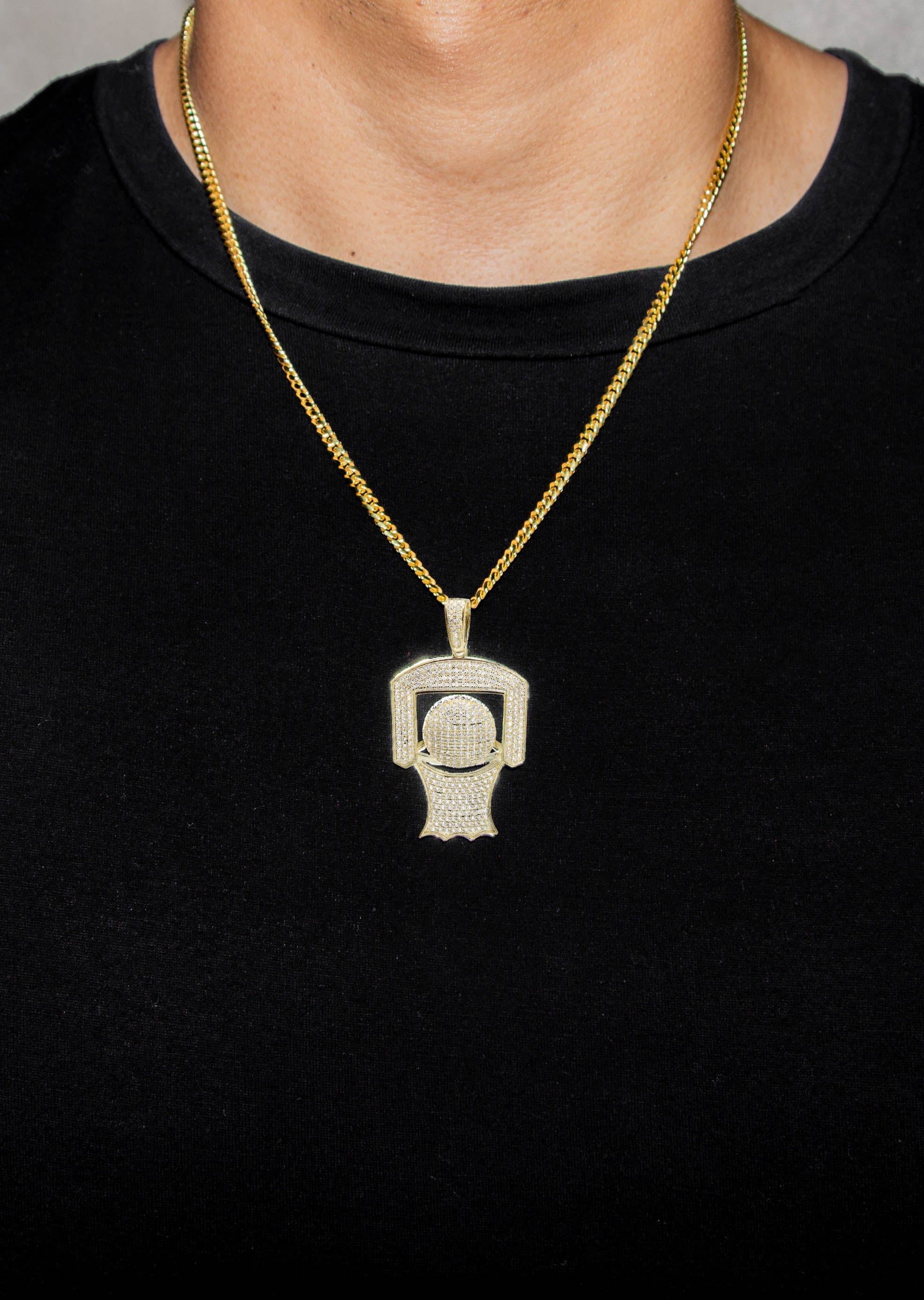 Silver Necklace - Gold Basketball Hoop Necklace | 22.1 Grams - Image 5