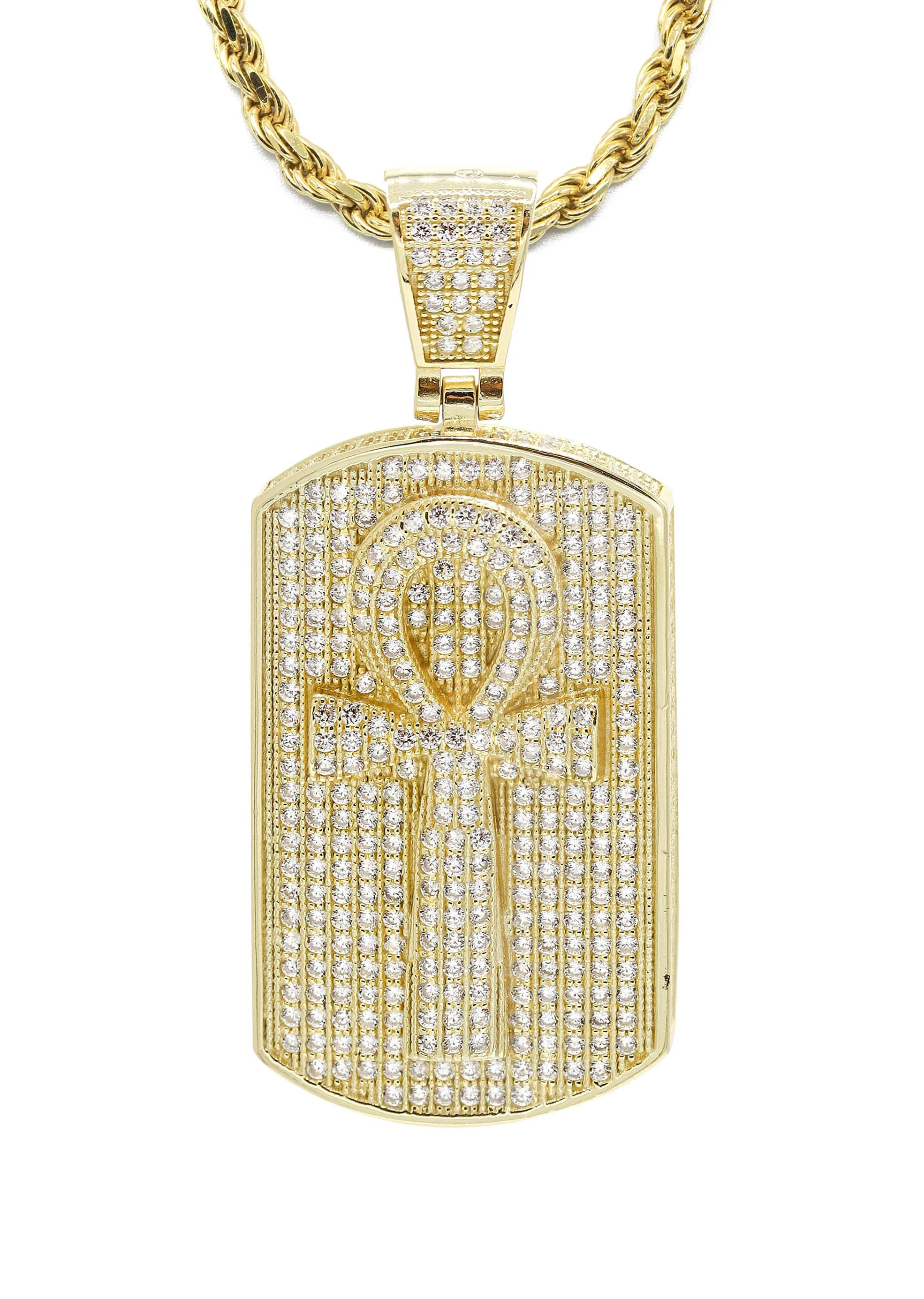 Silver Necklace - Gold Ankh Dog Tag Necklace | 30.4 Grams - Image 2