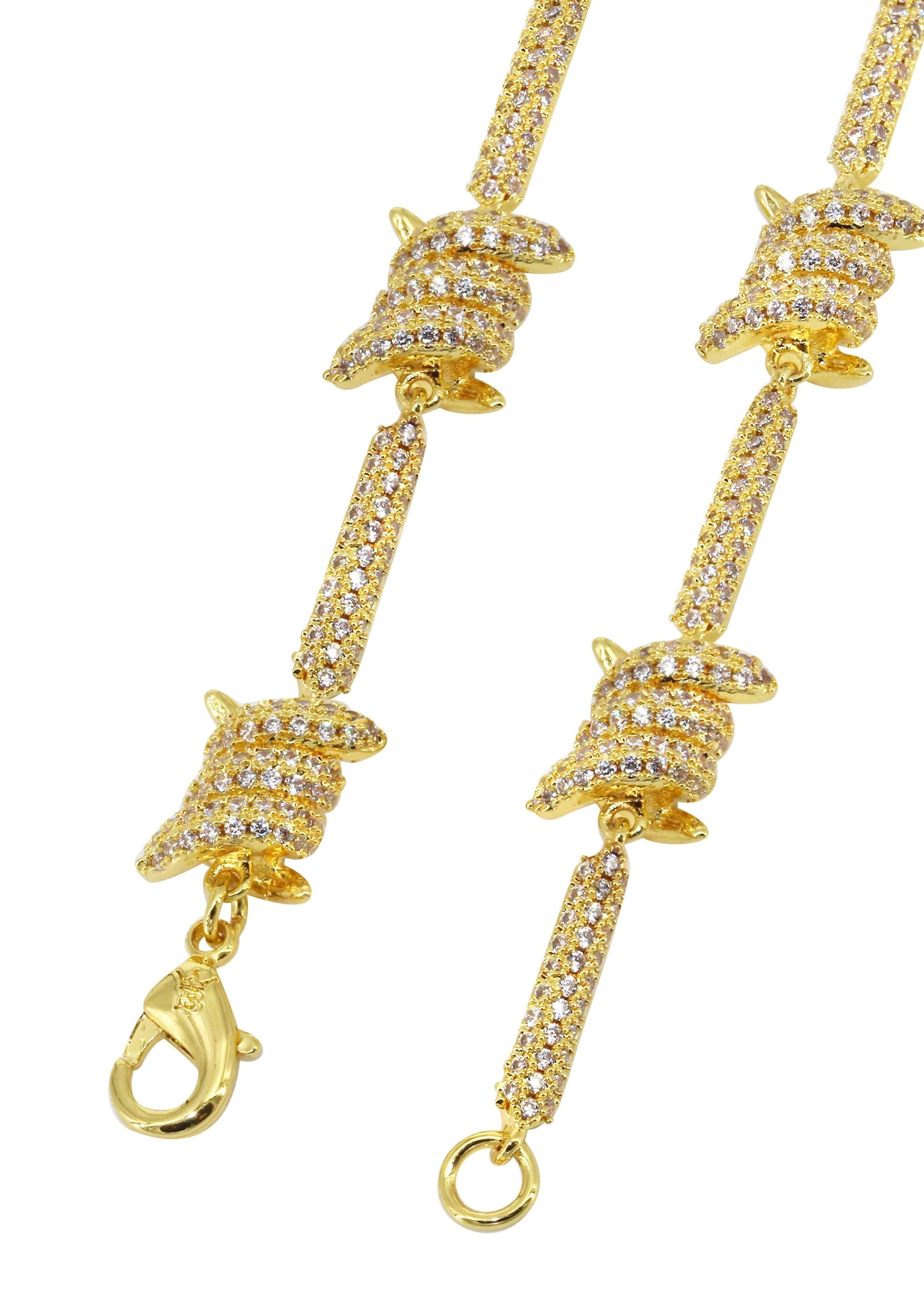 Gold Plated Iced Out Barbed Wire Chain - Image 4