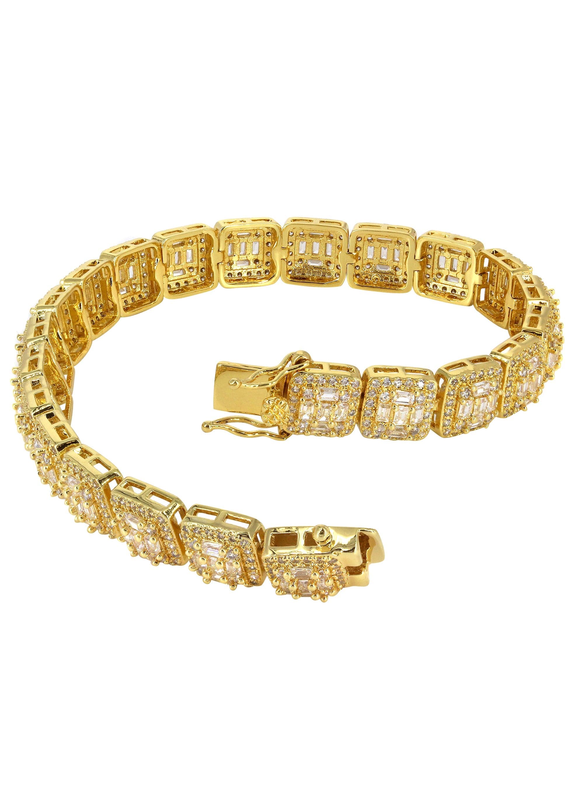 Gold Plated Iced Out Square Cluster Bracelet - Image 3