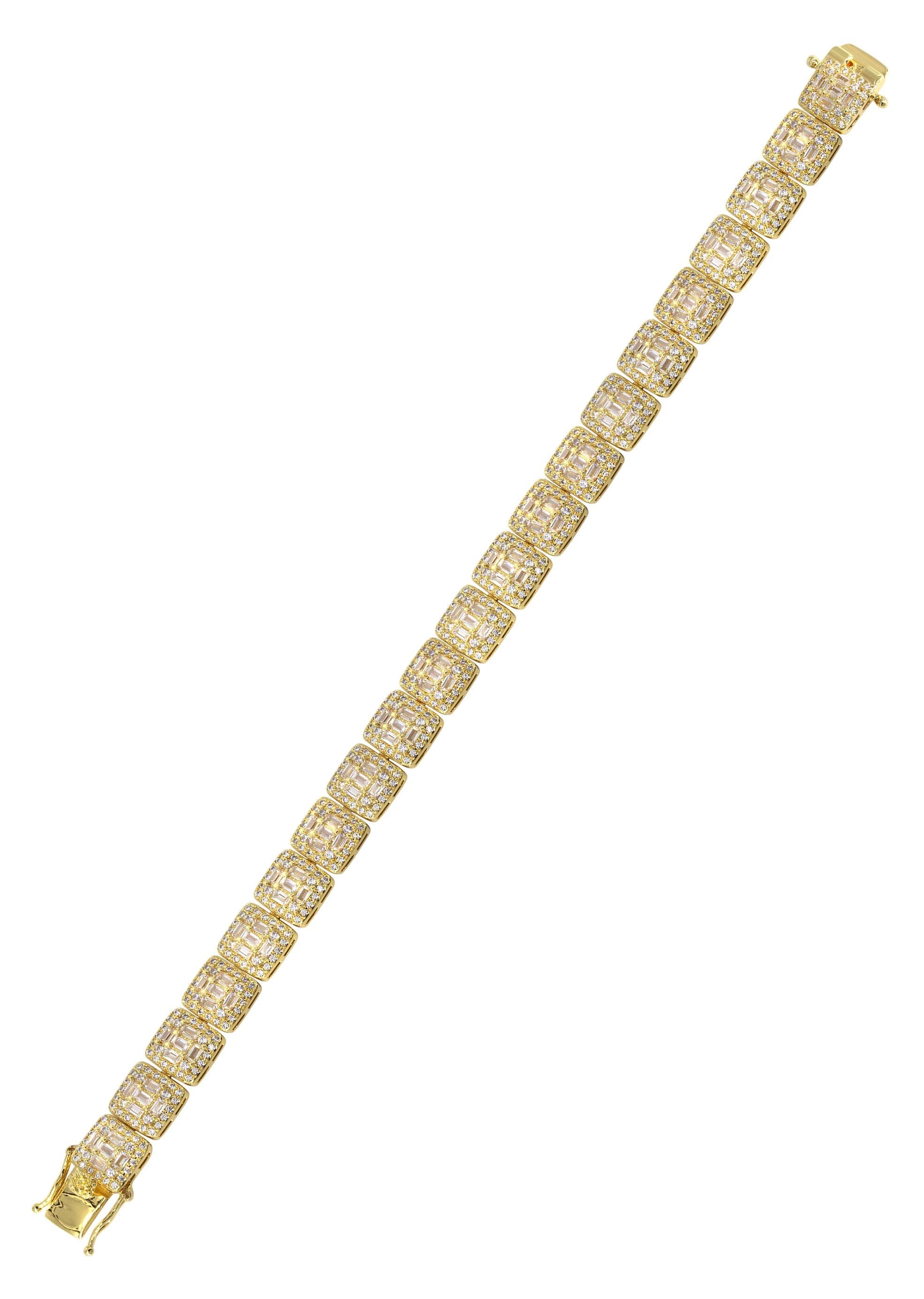 Gold Plated Iced Out Square Cluster Bracelet - Image 4