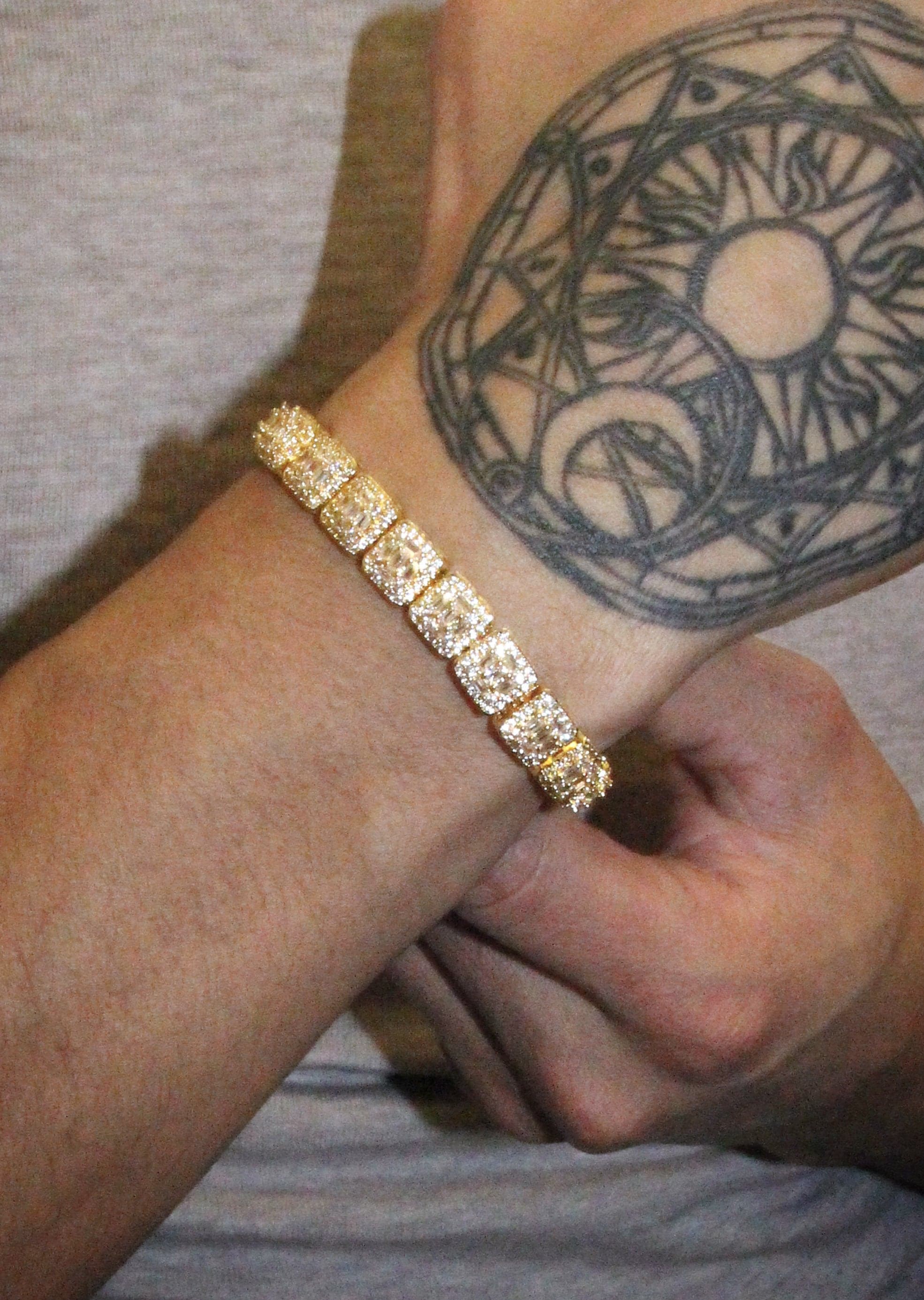 Gold Plated Iced Out Square Cluster Bracelet - Image 5