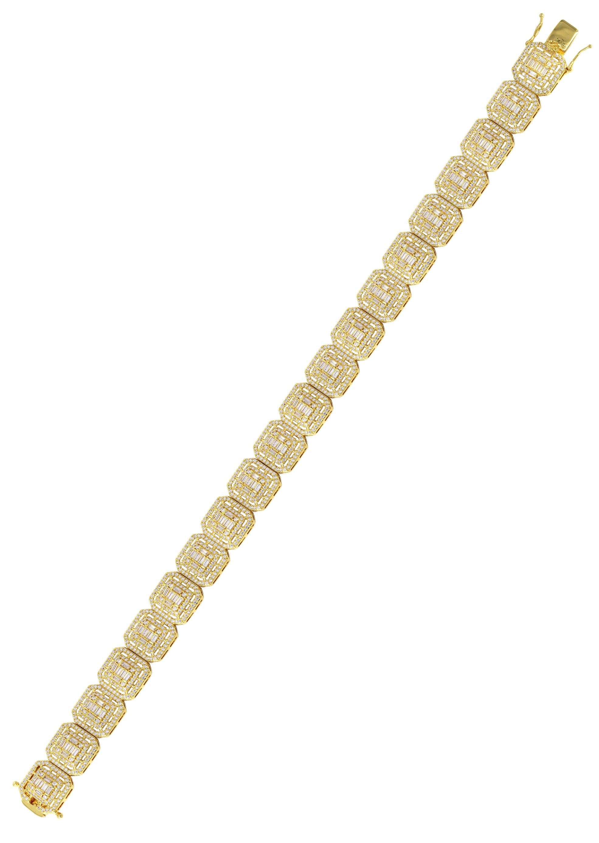 Gold Plated Iced Out Square Cluster Bracelet - Image 4
