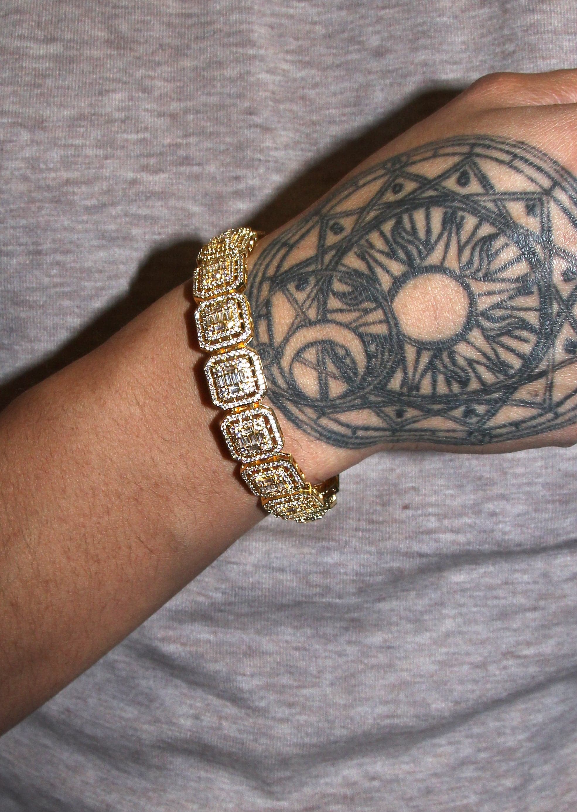 Gold Plated Iced Out Square Cluster Bracelet - Image 5