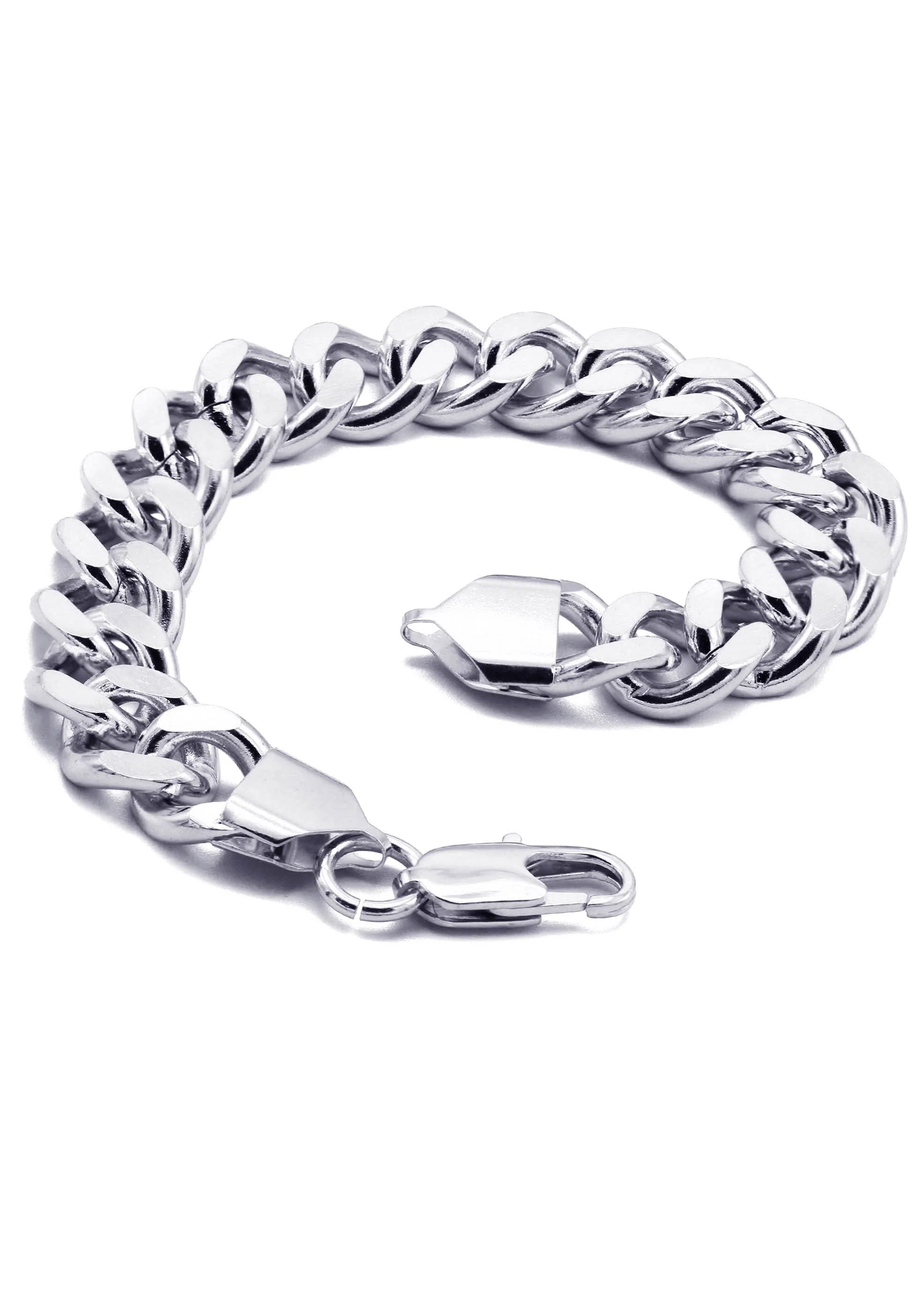 White Gold Plated Cuban Curb Bracelet - Image 2