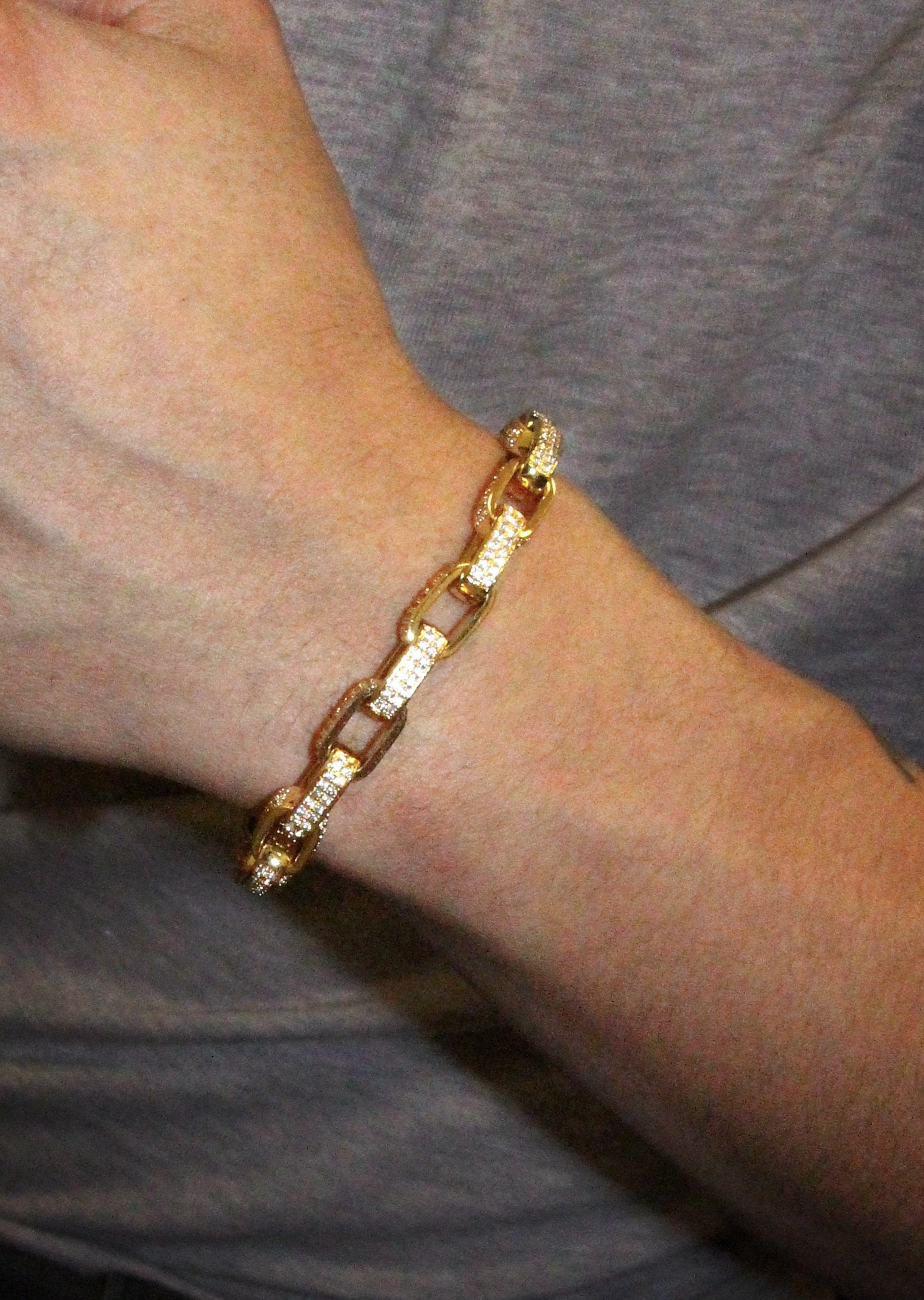 Gold Plated Iced Out Hermes Bracelet - Image 4