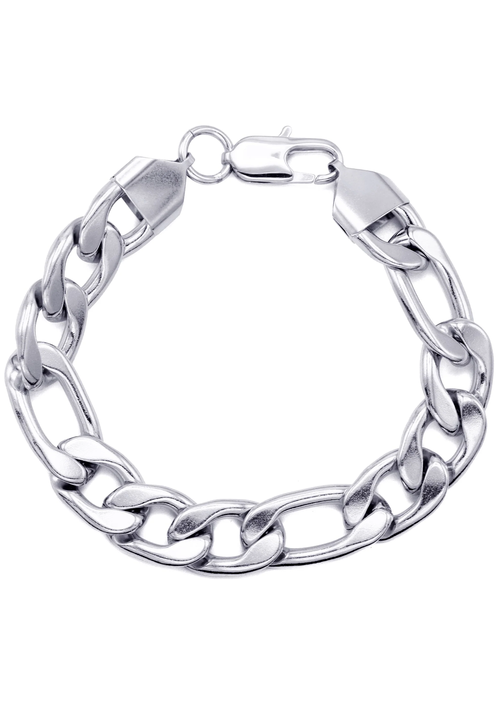 White Gold Plated Figaro Bracelet