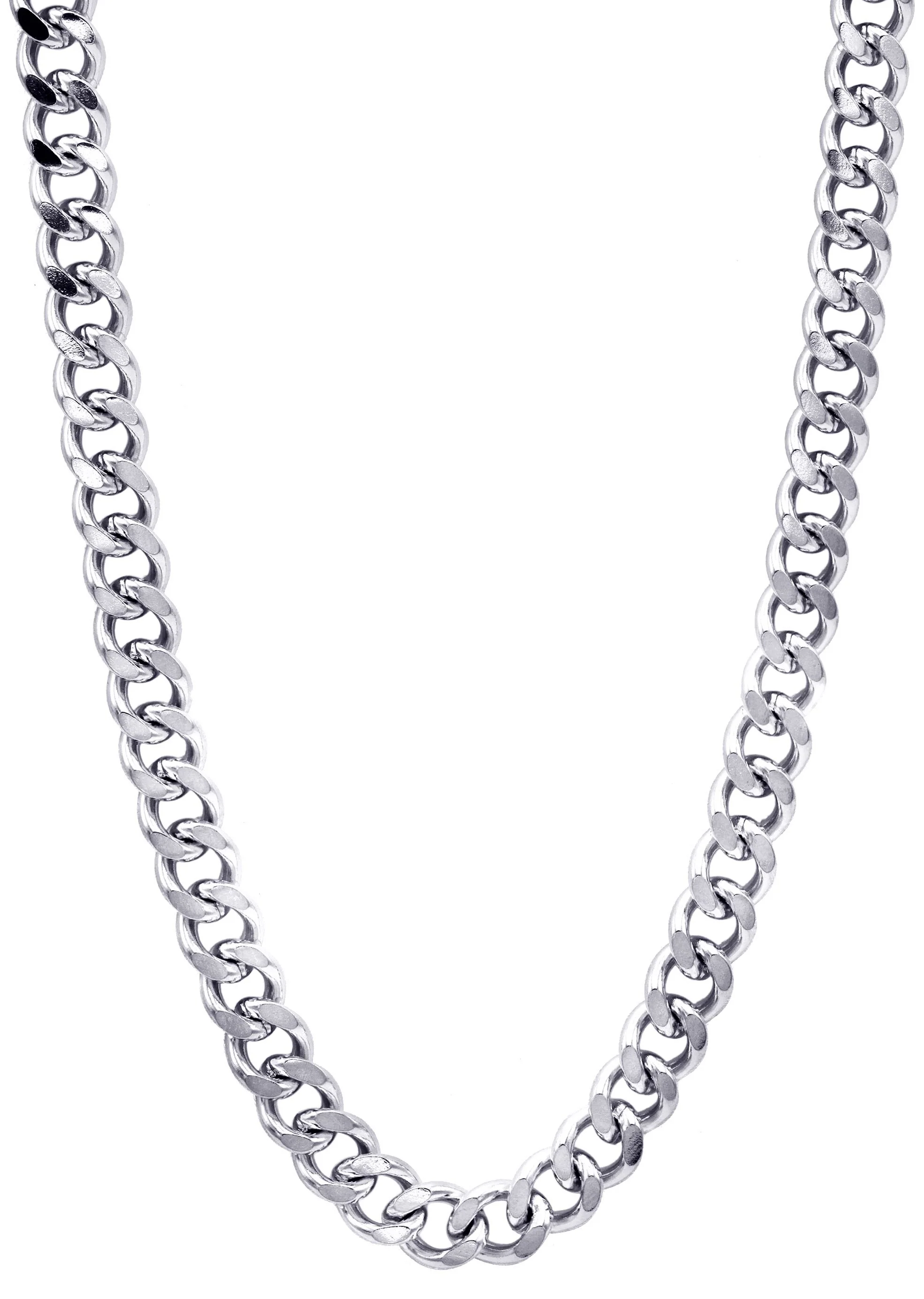White Gold Plated Mens Cuban Curb Chain - Image 2