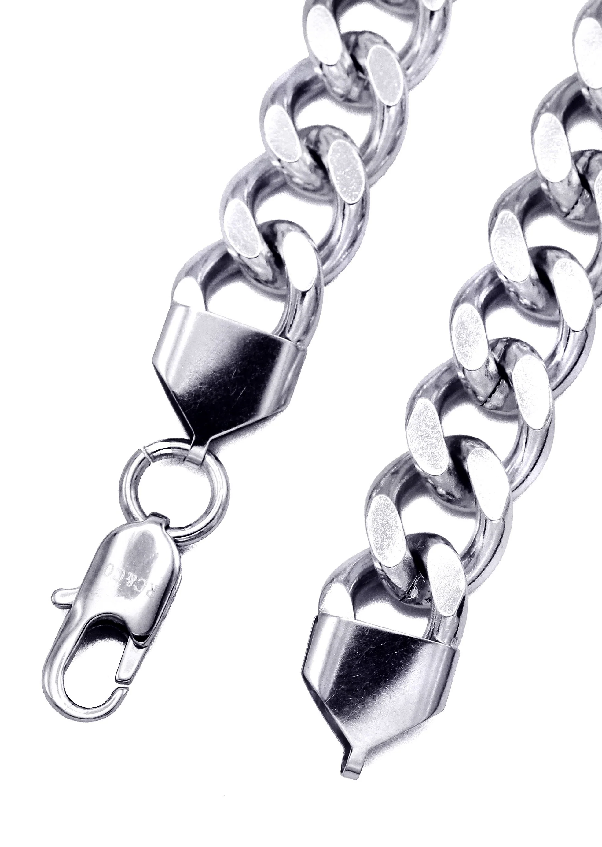 White Gold Plated Mens Cuban Curb Chain - Image 4